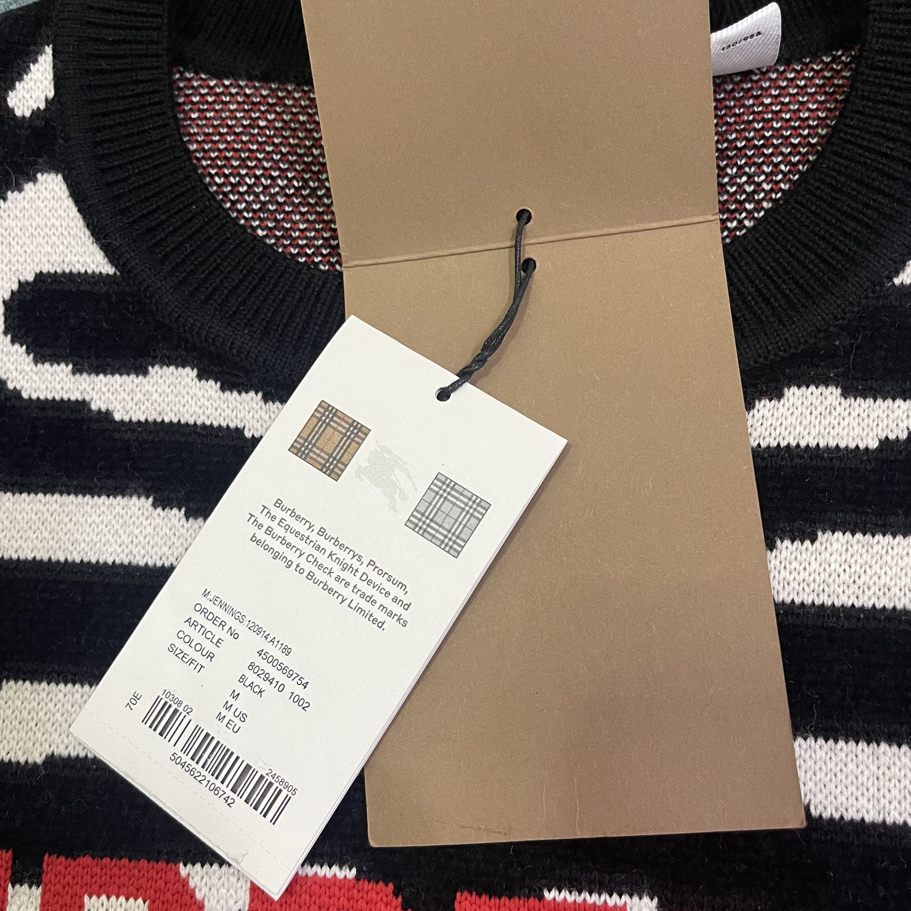 Burberry Burberry Mens Jennings Zebra Logo Jumper Knit Sweater Size US M / EU 48-50 / 2 - 9 Thumbnail