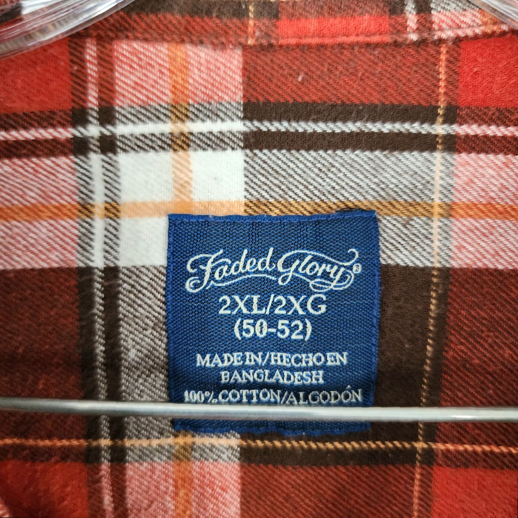 Faded Glory Faded Glory Shirt Adult 2XL Red Brown Plaid Flannel Button-Up Mens Size US XXL / EU 58 / 5 - 4 Thumbnail
