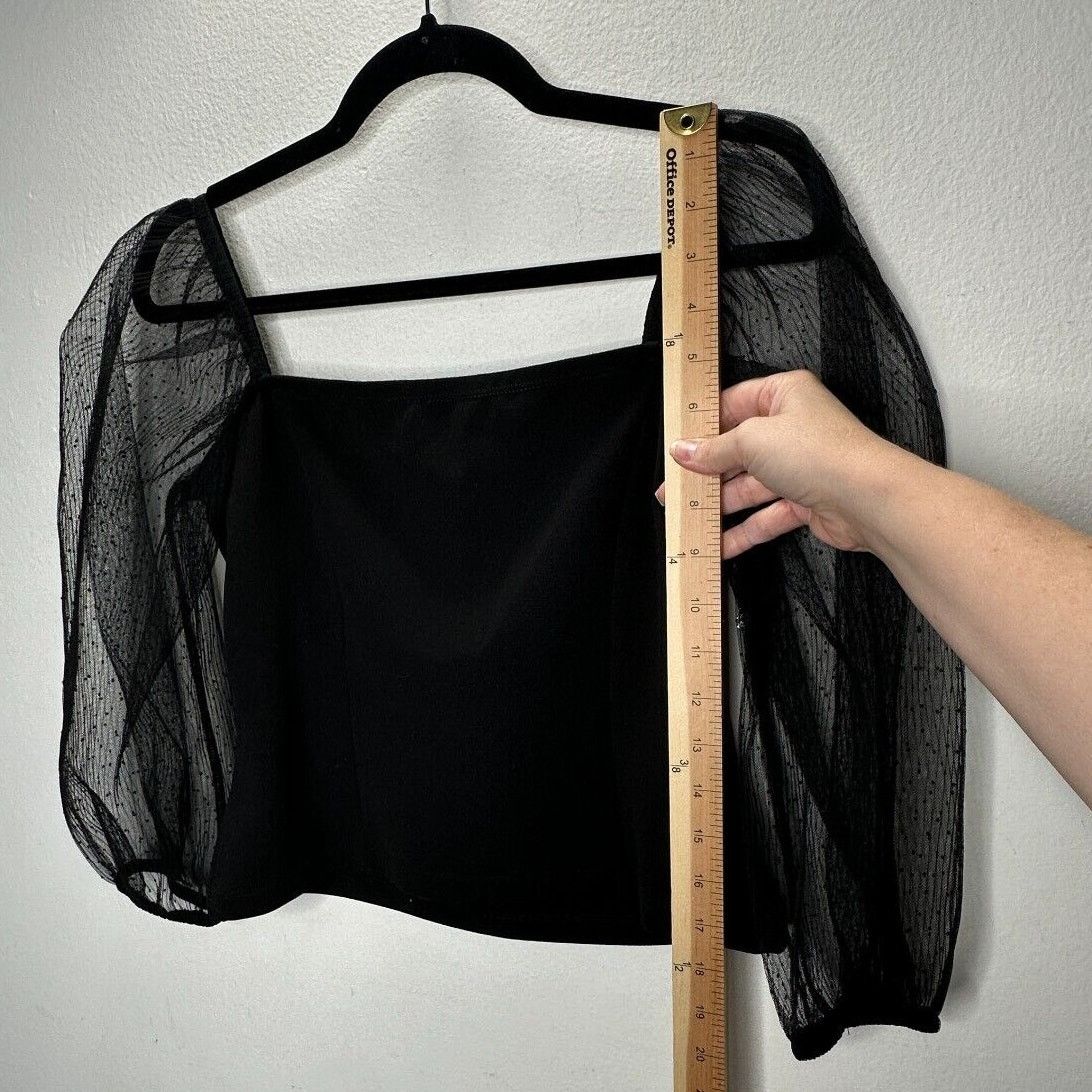 Other Socialite Black Square Neck Polka Dot Balloon Sleeve Top Size M / US 6-8 / IT 42-44 - 10 Thumbnail