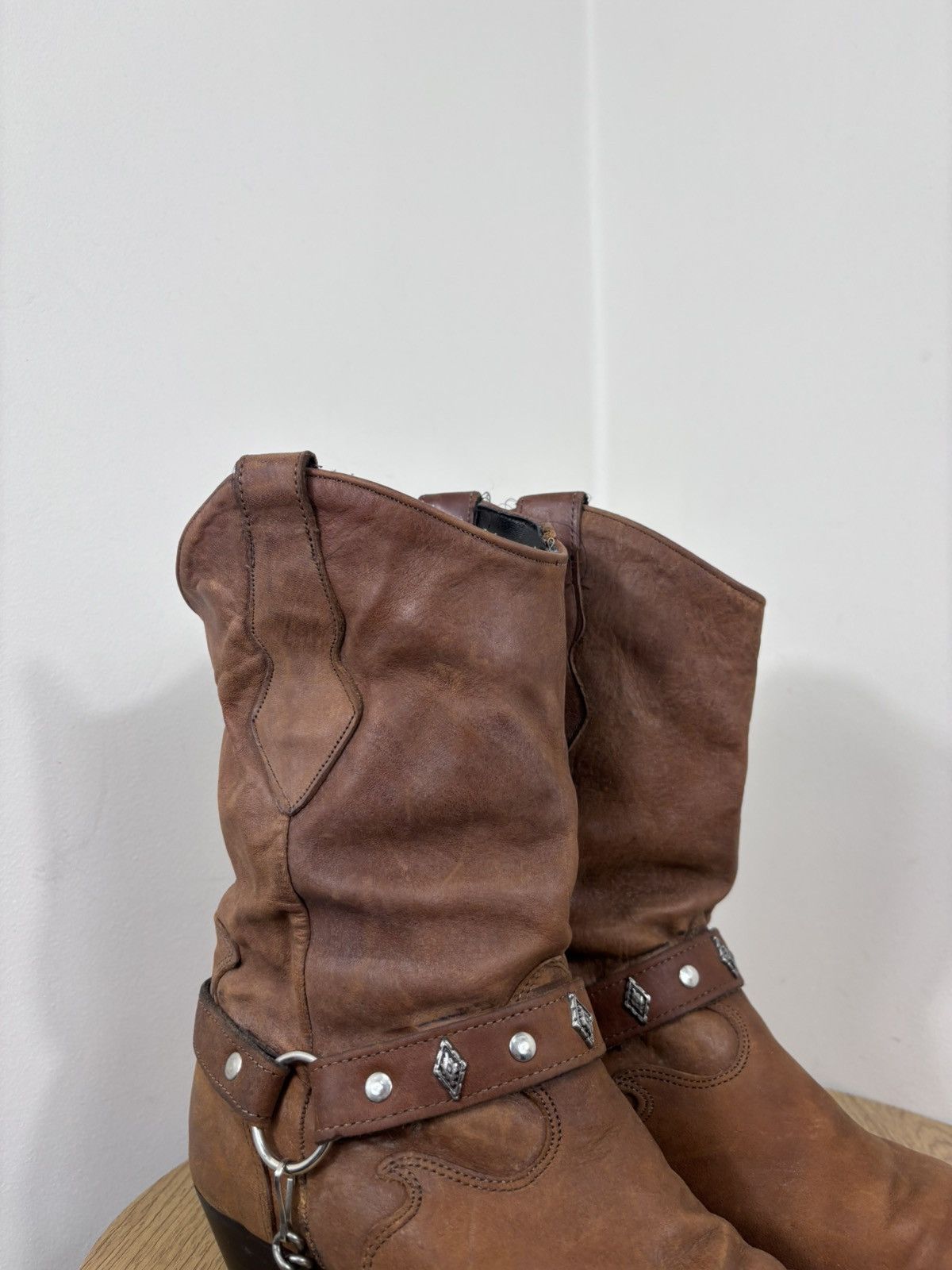 Cowboy Equipment Code West Vintage Women’s Brown Leather Western Cowboy Boots Size US 8.5 / IT 38.5 - 5 Thumbnail