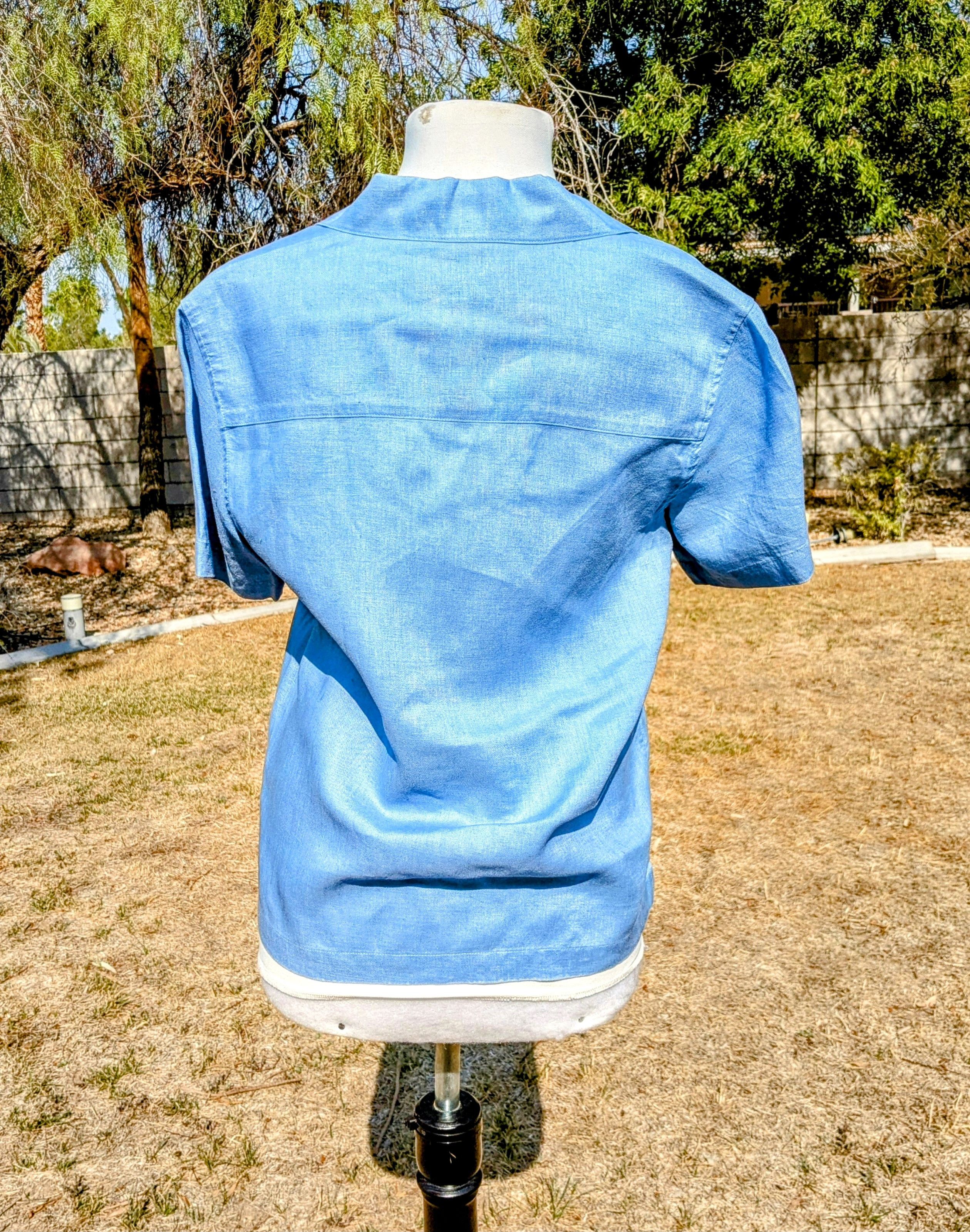 Other Baby Blue Jamaica Bay Loose Button Linen Beach Shirt Size M / US 6-8 / IT 42-44 - 4 Thumbnail