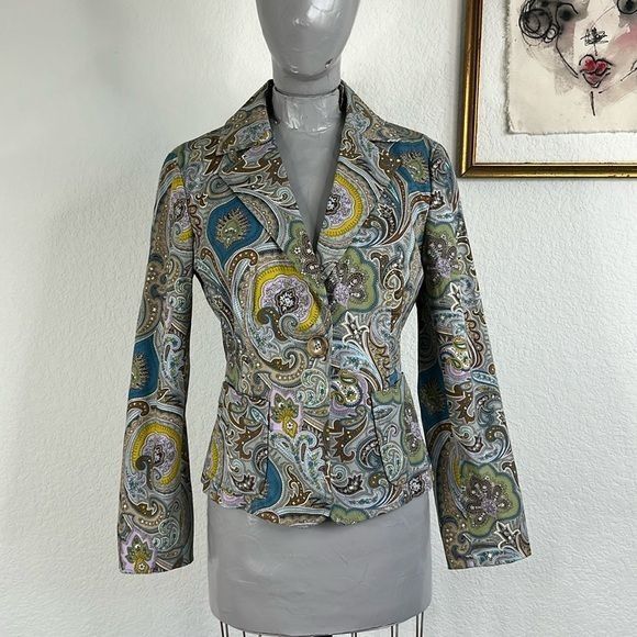 Etro Etro Paisley Pleated Back Cotton Stretch Blazer Size M / US 6-8 / IT 42-44 - 1 Thumbnail