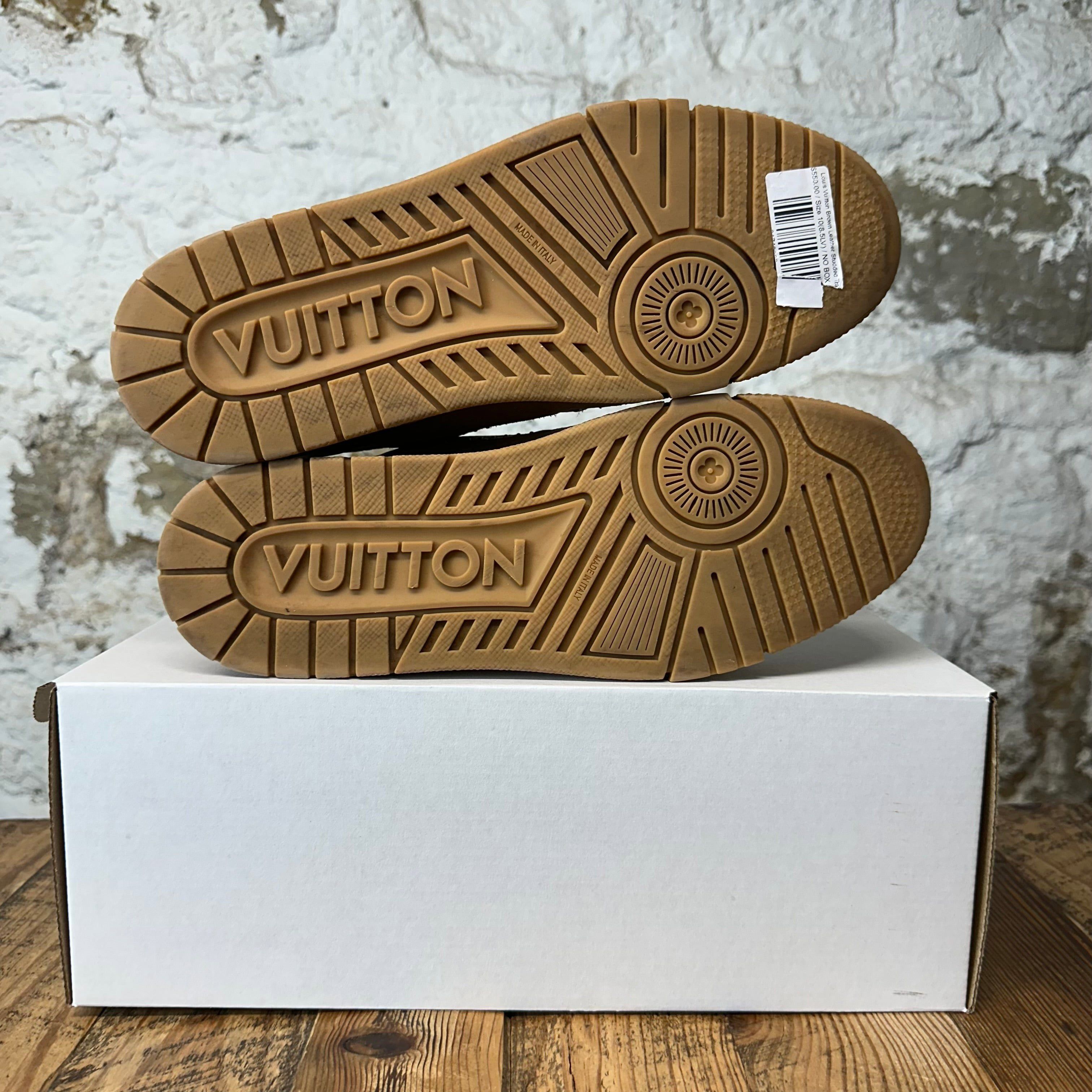 Louis Vuitton Louis Vuitton Brown Leather Studded Trainer Sz 10 (8.5LV) Size US 10 / EU 43 - 5 Thumbnail