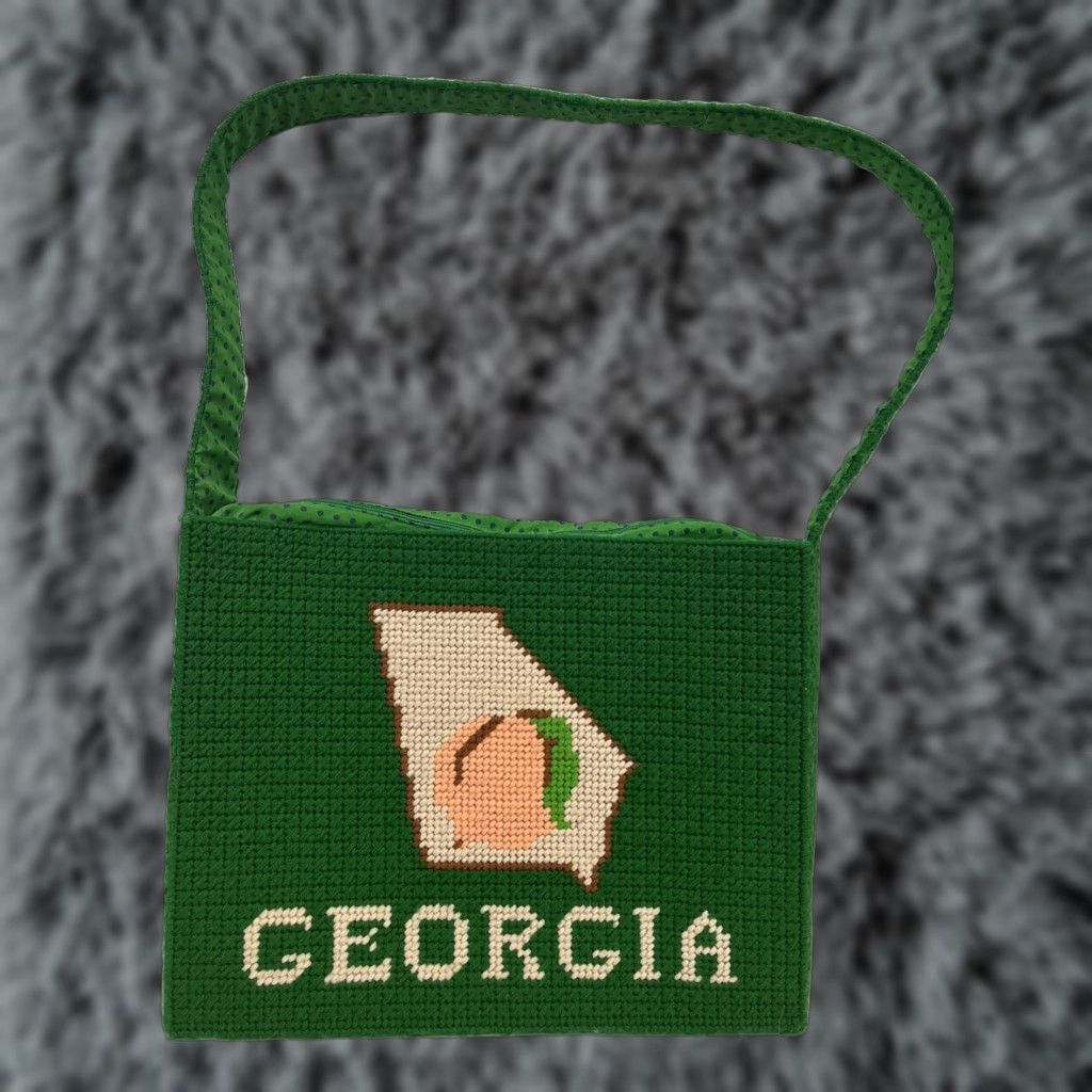 Vintage VINTAGE Handmade Georgia State Shoulder Bag Women Grass Green Lined Yarn VGUC Unique Size ONE SIZE - 1 Thumbnail