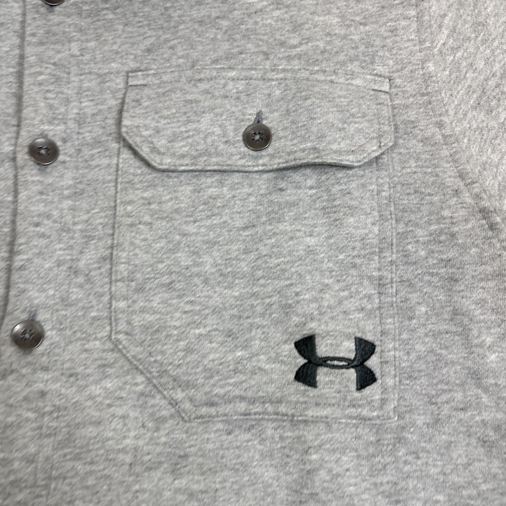 Under Armour Under Armour Shirt Shacket Fleece Flannel Gray Large Men's Button-Up Collar Spread Long Sleeve Pockets Casual Outdoor Cold Gear Size US L / EU 52-54 / 3 - 2 Thumbnail