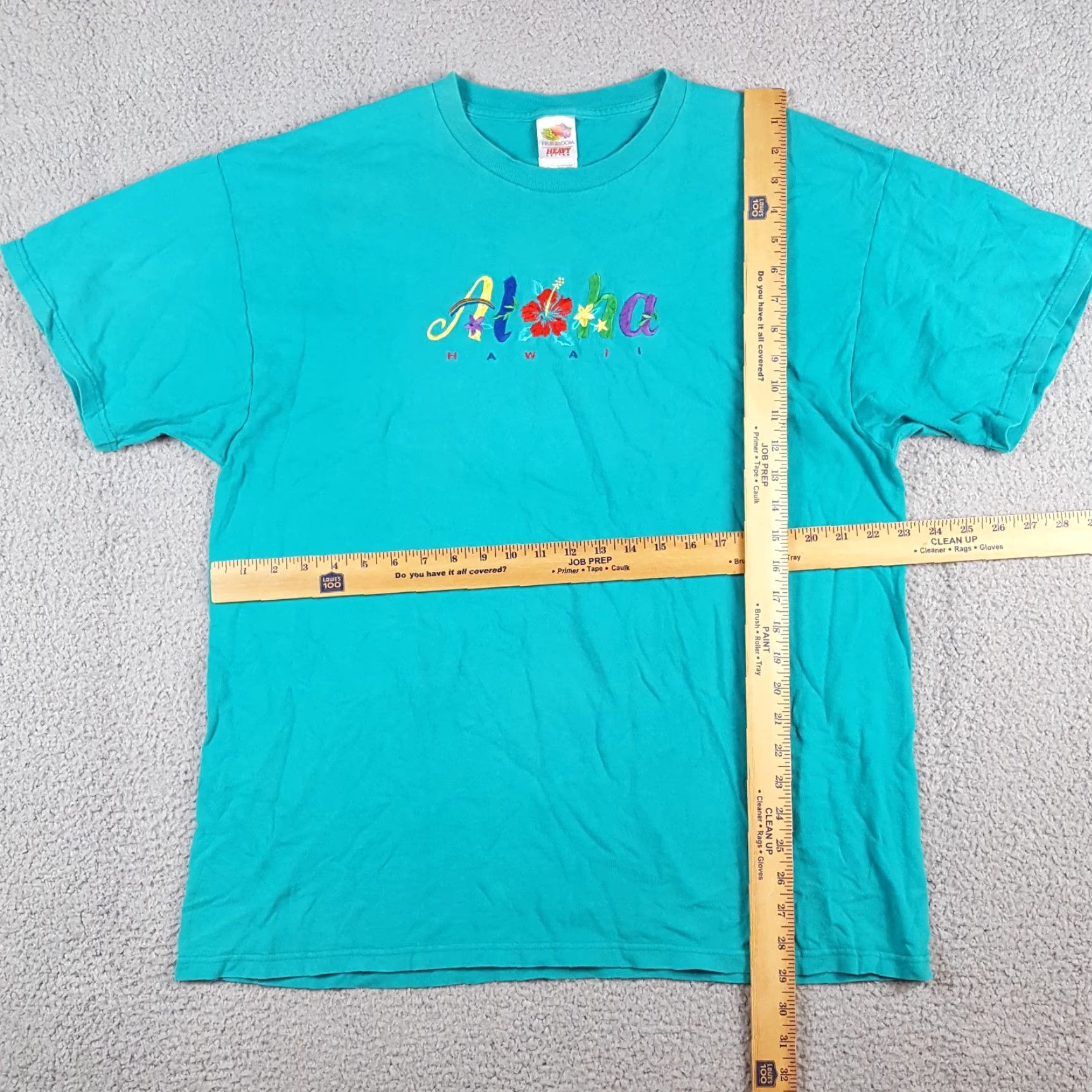 Fruit Of The Loom VINTAGE Fruit of the Loom T-Shirt Teal Aloha Hawaiian Flower Tee XL Men 90s Beach Tropical Retro Vintage Floral 90s 00s Shirt Mens Size US XL / EU 56 / 4 - 6 Thumbnail