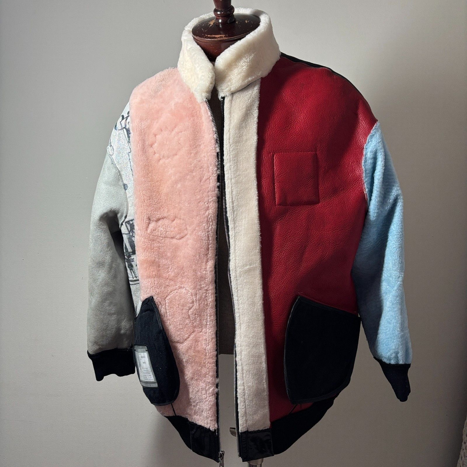 Other Rare Patchwork Shearling Jacket Bomber One Size Fits All NEW Size M / US 6-8 / IT 42-44 - 15 Thumbnail