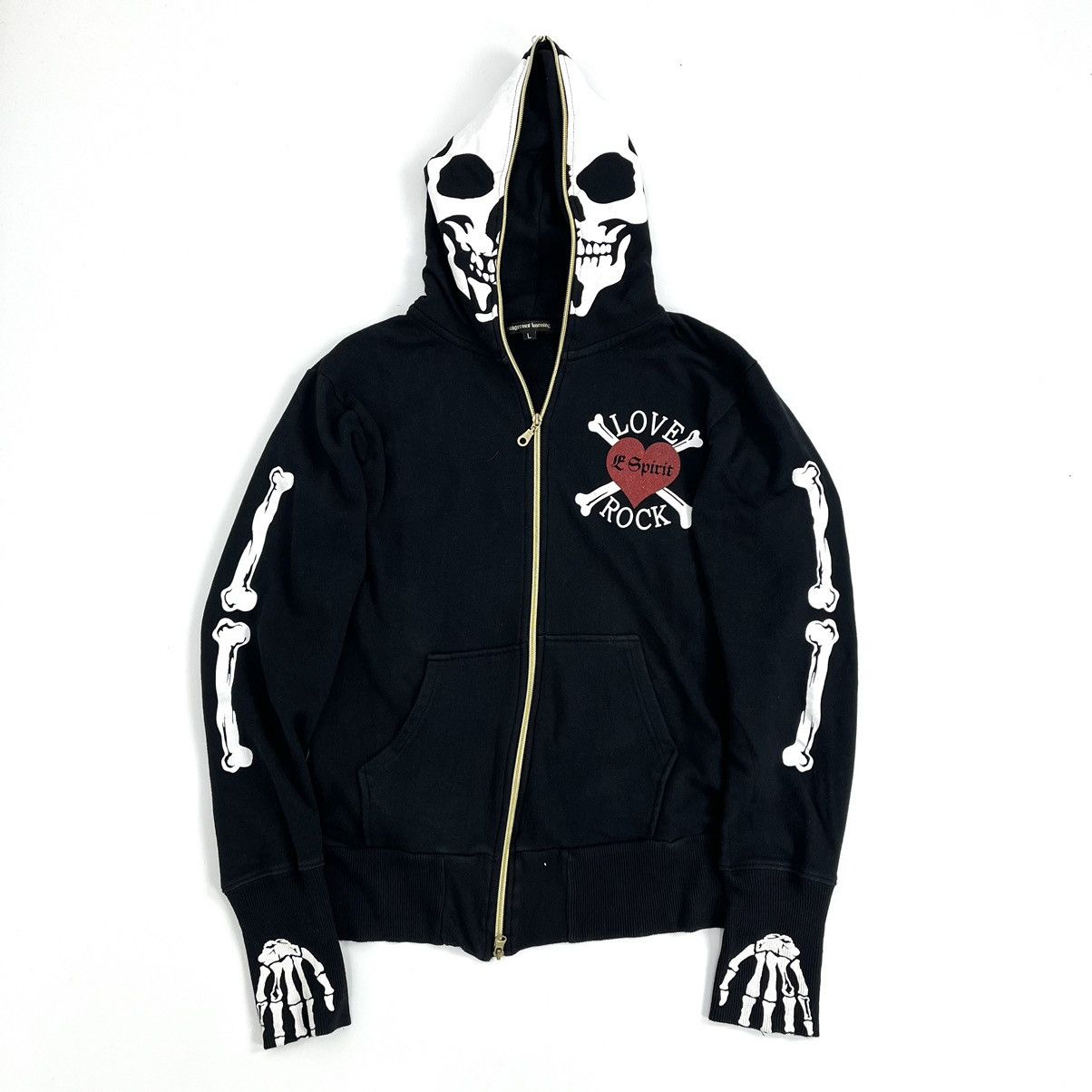 If Six Was Nine 2000s Skeleton Dangerous Warning “Love Rock” Full Zip Hoodie Size US M / EU 48-50 / 2 - 5 Thumbnail