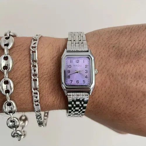 VIBE 2000s vintage style rectangle stainless steel quartz watch Size ONE SIZE - 3 Thumbnail
