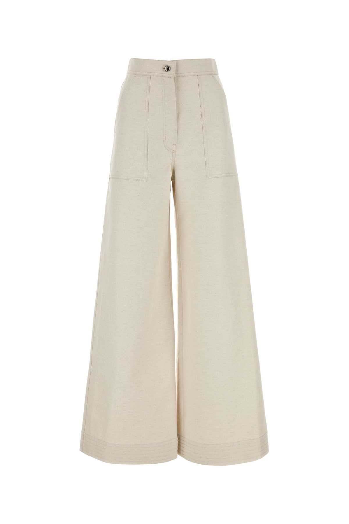 image of Max Mara Sand Cotton Blend Oboli Wide-Leg Pant in Beige O Tan, Women's (Size 26)