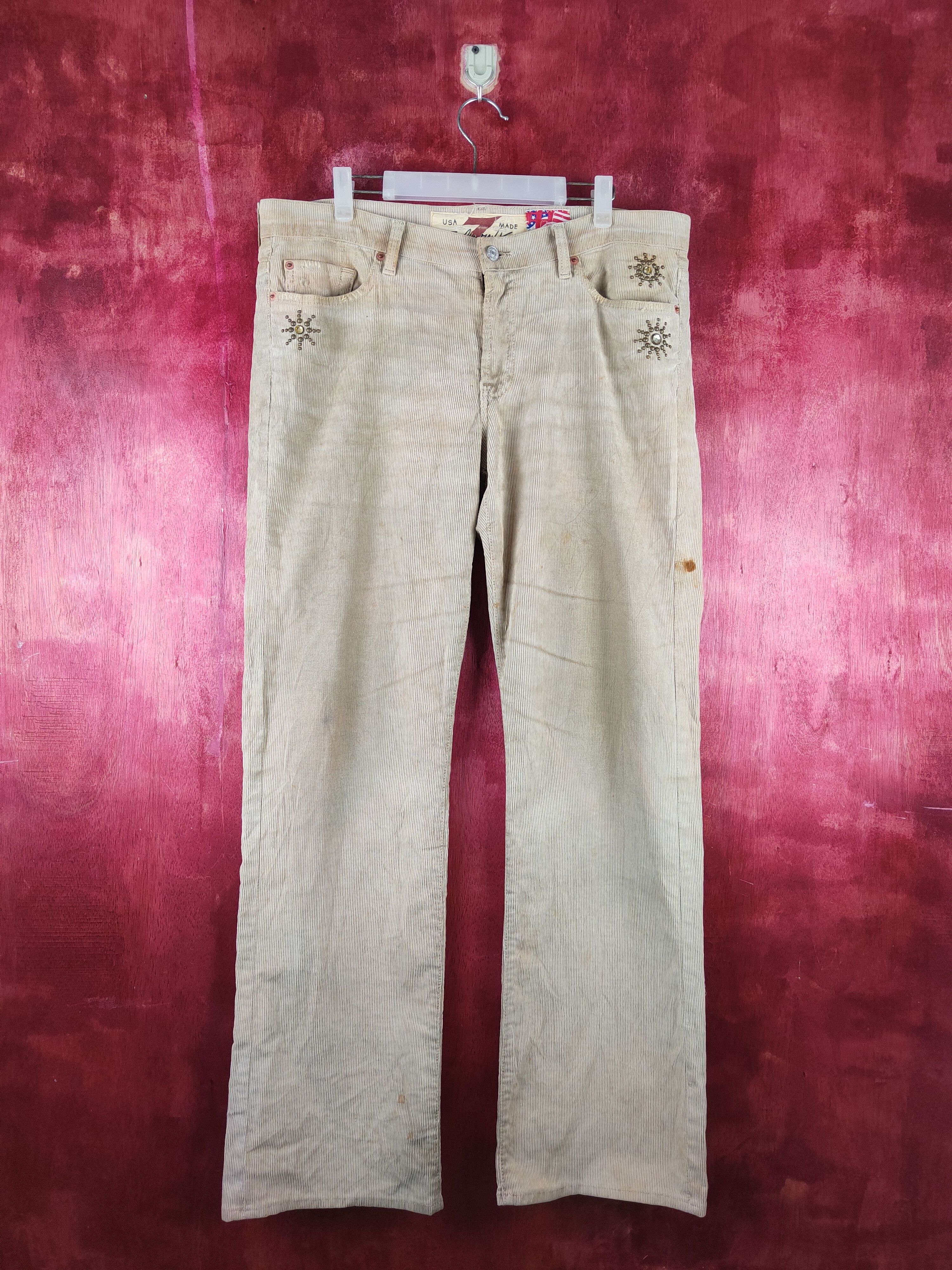image of Vintage 7 For All Mankind Beige Corduroy Pants Ns32, Men's (Size 38)