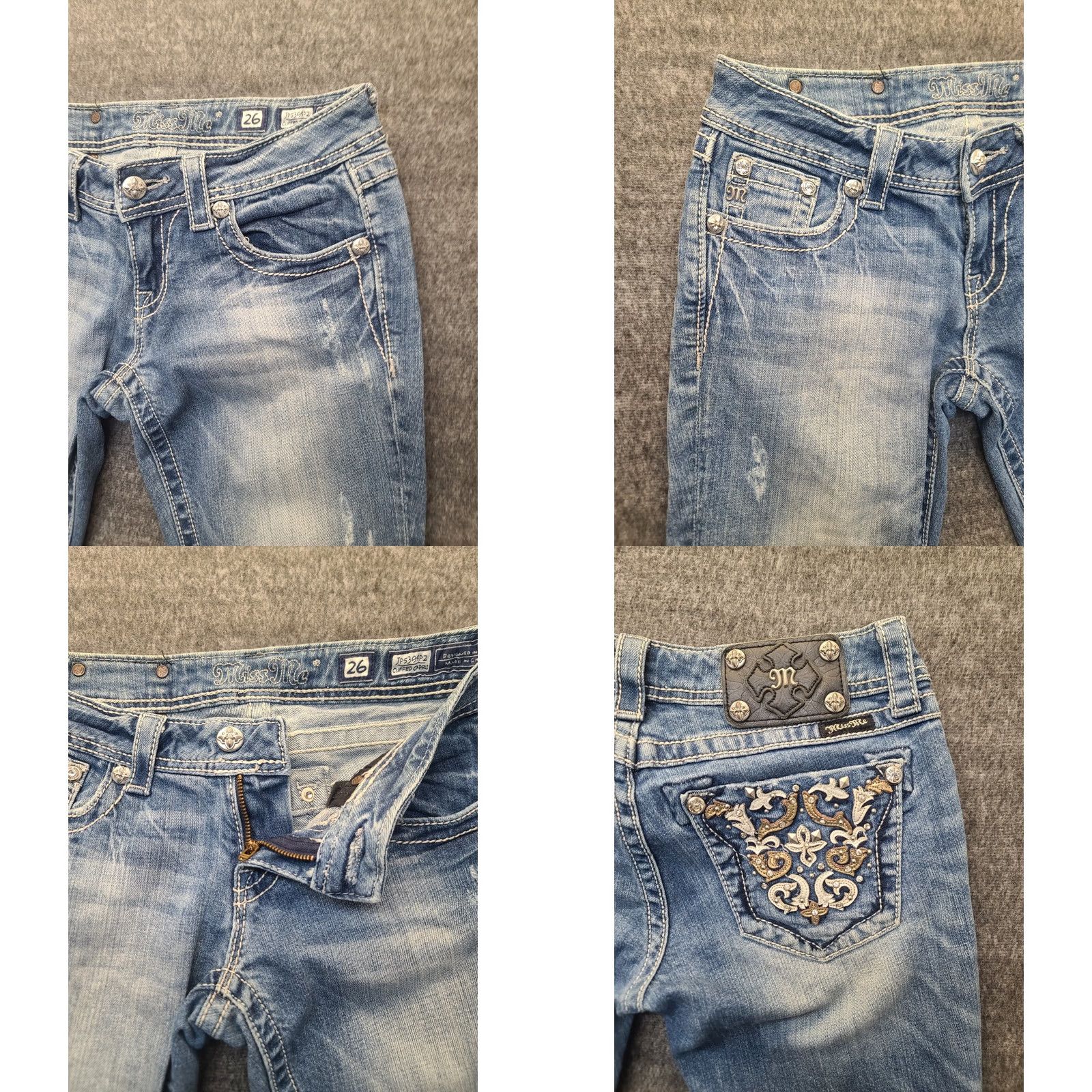 Miss Me Miss Me Capri Jeans Womens 26x21 Regular Fit Cuffed Embroidered Rhinestone Blue Denim 5-Pocket Rise Mid Y2K Cowboycore Girls Womens Size 26" / US 2 / IT 38 - 8 Thumbnail