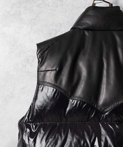 Number (N)ine Number nine COMBINATION DOWN VEST Nylon Leather Size US XL / EU 56 / 4 - 9 Thumbnail