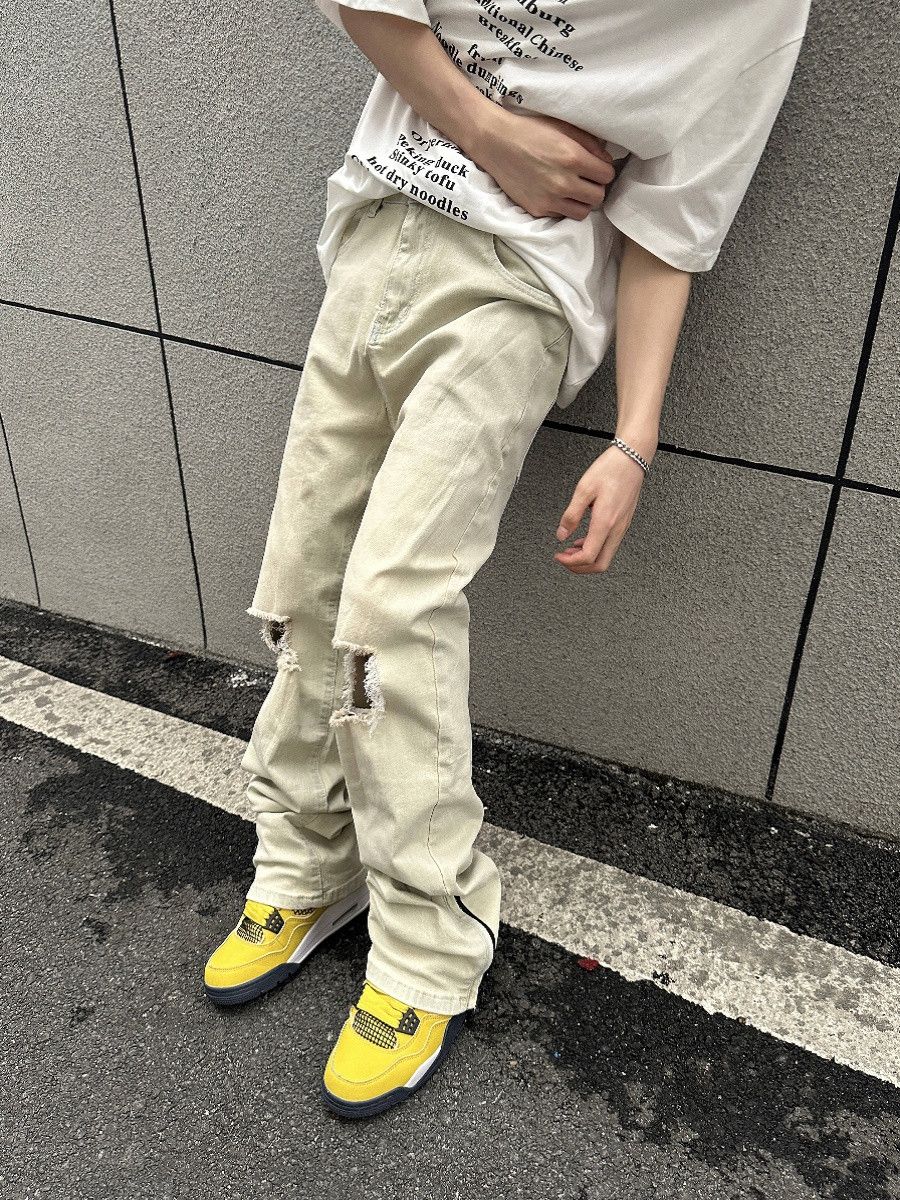 image of Distressed White Denim Jeans, Men's (Size 32)