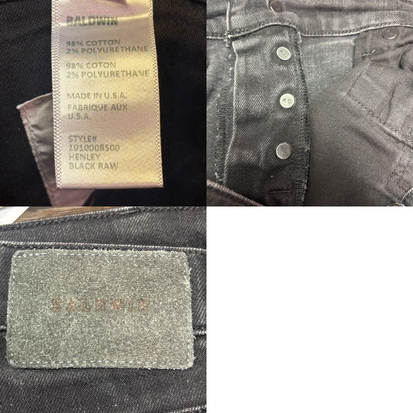 Vintage Baldwin Jeans Mens 30x31 Black Slim Straight Button Fly United States Cap Size US 30 / EU 46 - 9 Thumbnail