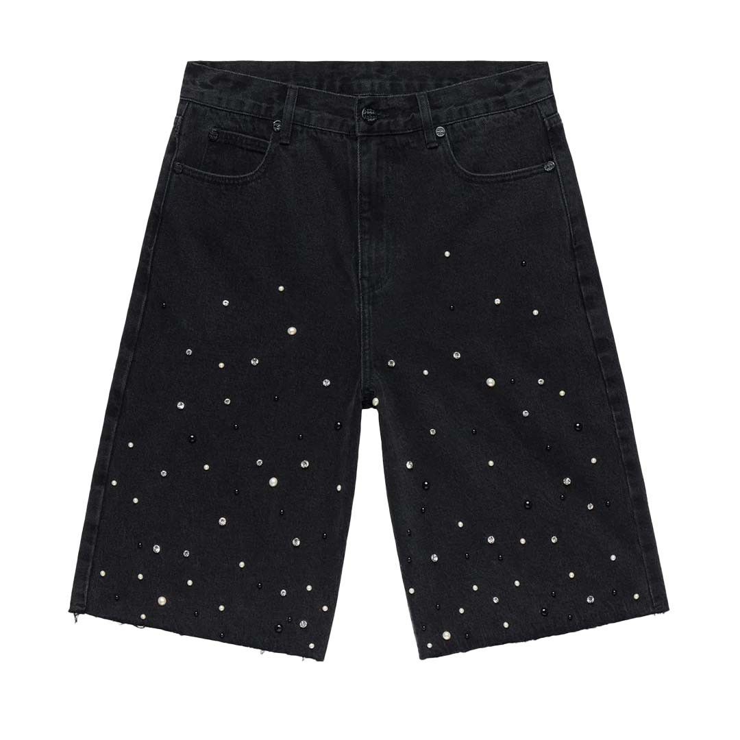 Homme + Femme La Homme Femme Gemstone Denim Shorts Black Size 27" / US 4 / IT 40 - 1 Preview