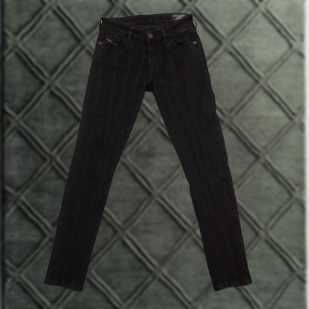 Diesel Diesel Jeans Womens 28 (28X29) Black Slim Skinny Regular Waist Side Dent Denim Jeans Ladies Slimming Pattern Solid Dark Wash -Mens- Womens Size 28" / US 6 / IT 42 - 1 Thumbnail