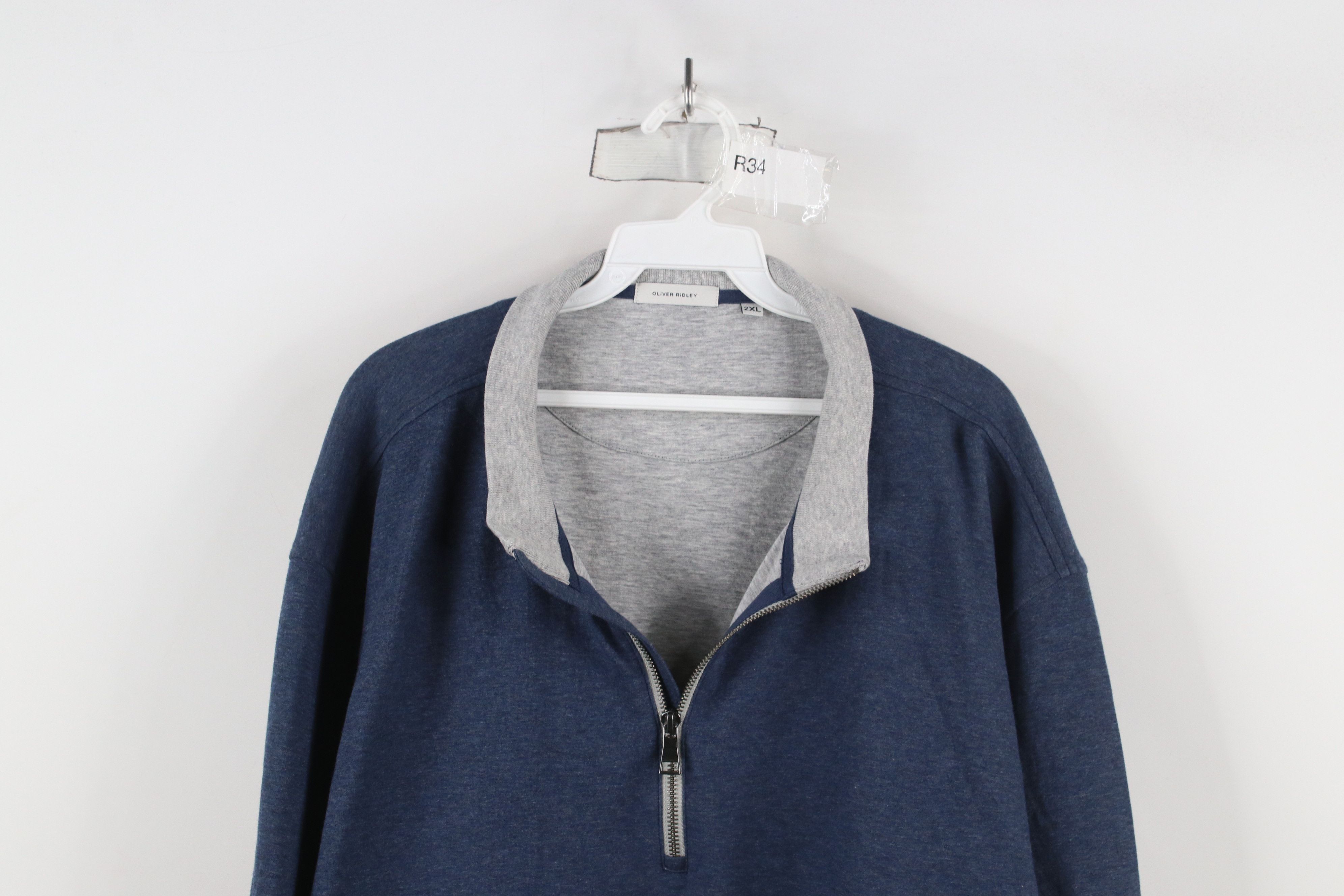 Vintage Oliver Ridley Touch Half Zip Pullover Sweater Heather Blue Size US XXL / EU 58 / 5 - 2 Thumbnail