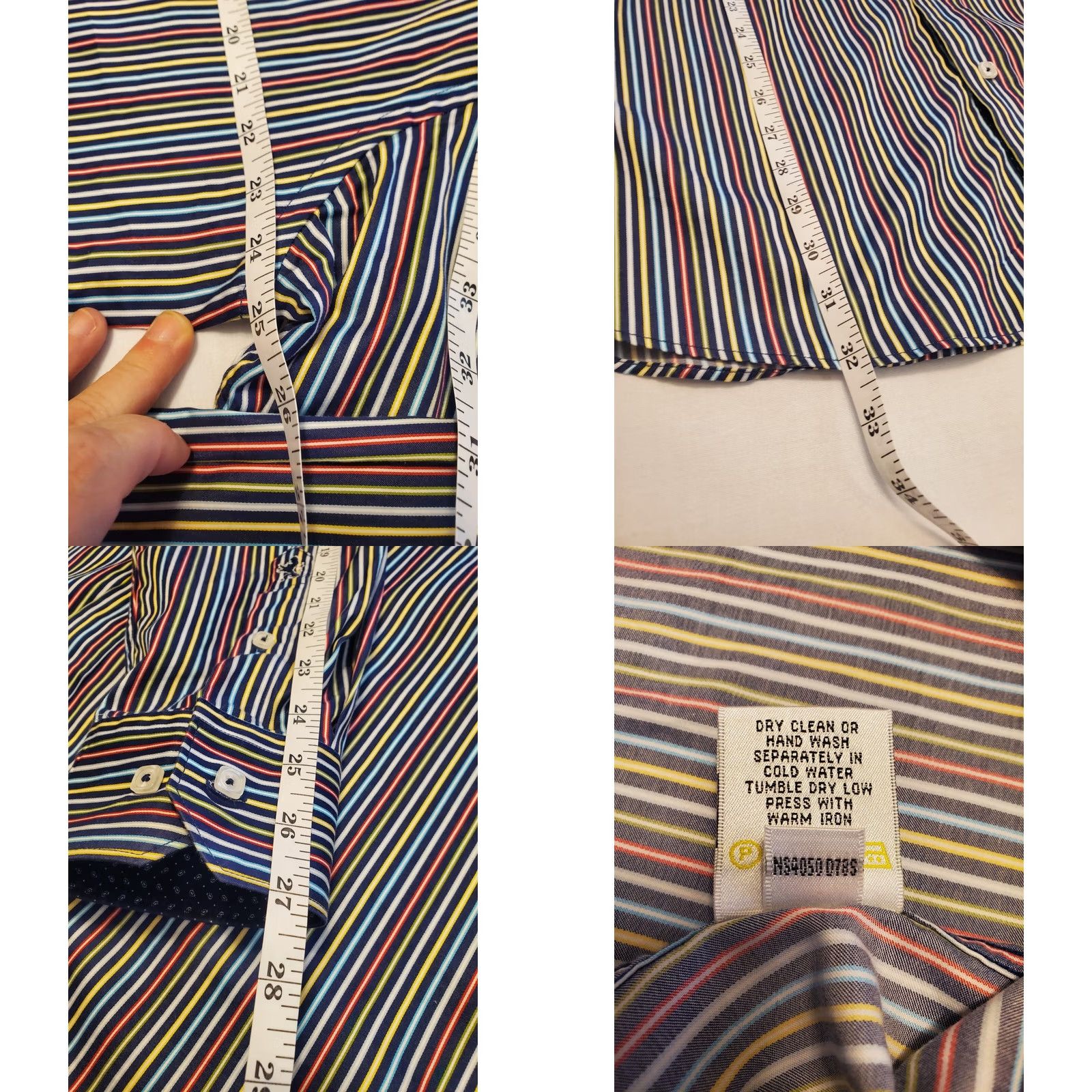 BUGATCHI BUGATCHI Multicolored Striped 100% Cotton Sport Shirt XL Men Dress Shirt Long Sleeve Button-Down Collar Womens? No Size US XL / EU 56 / 4 - 8 Thumbnail
