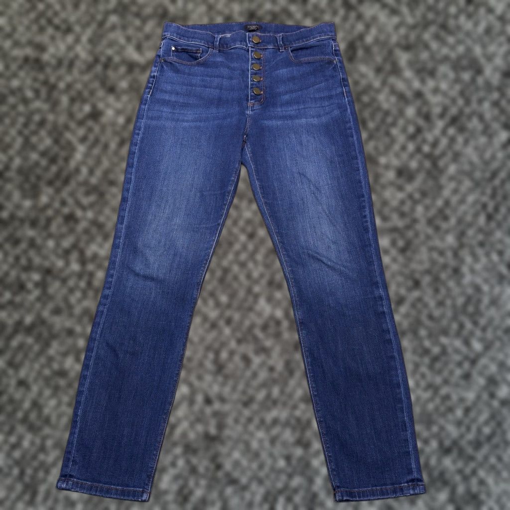 Ann Taylor Ann Taylor Jeans Skinny 8 High Rise Stretch Button Fly Denim Blue 5-Pocket Modern Womens Size 30" / US 8 / IT 44 - 1 Thumbnail