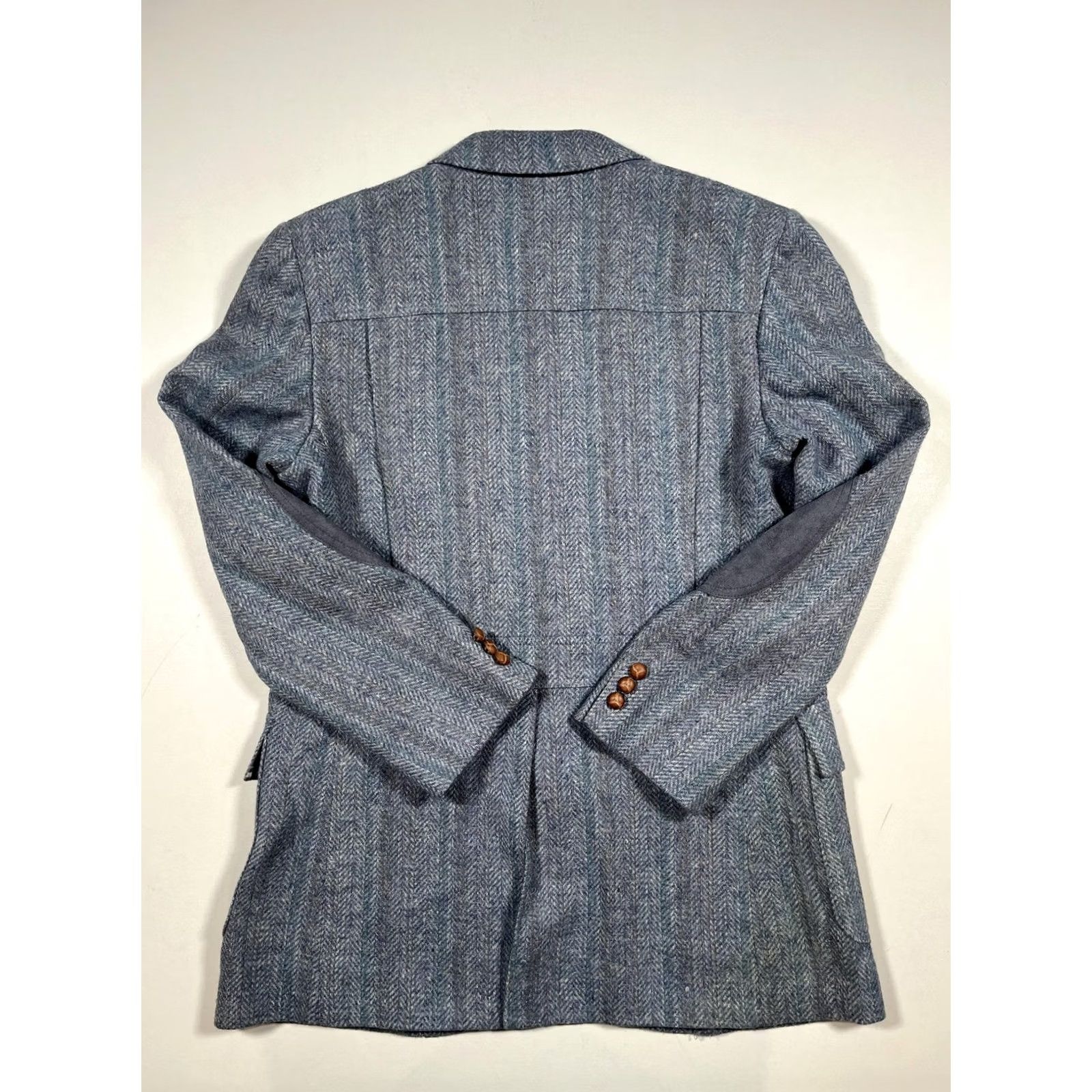 Pendleton VINTAGE Pendleton Sport Coat Jacket Mens 42L Blue Wool Herringbone Patches USA Size US XS / EU 42 / 0 - 2 Thumbnail