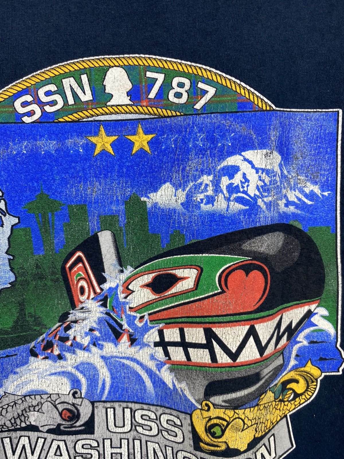 Vintage Vintage Early 2000 USS Washington SSN 787 T-Shirt Size US L / EU 52-54 / 3 - 4 Thumbnail