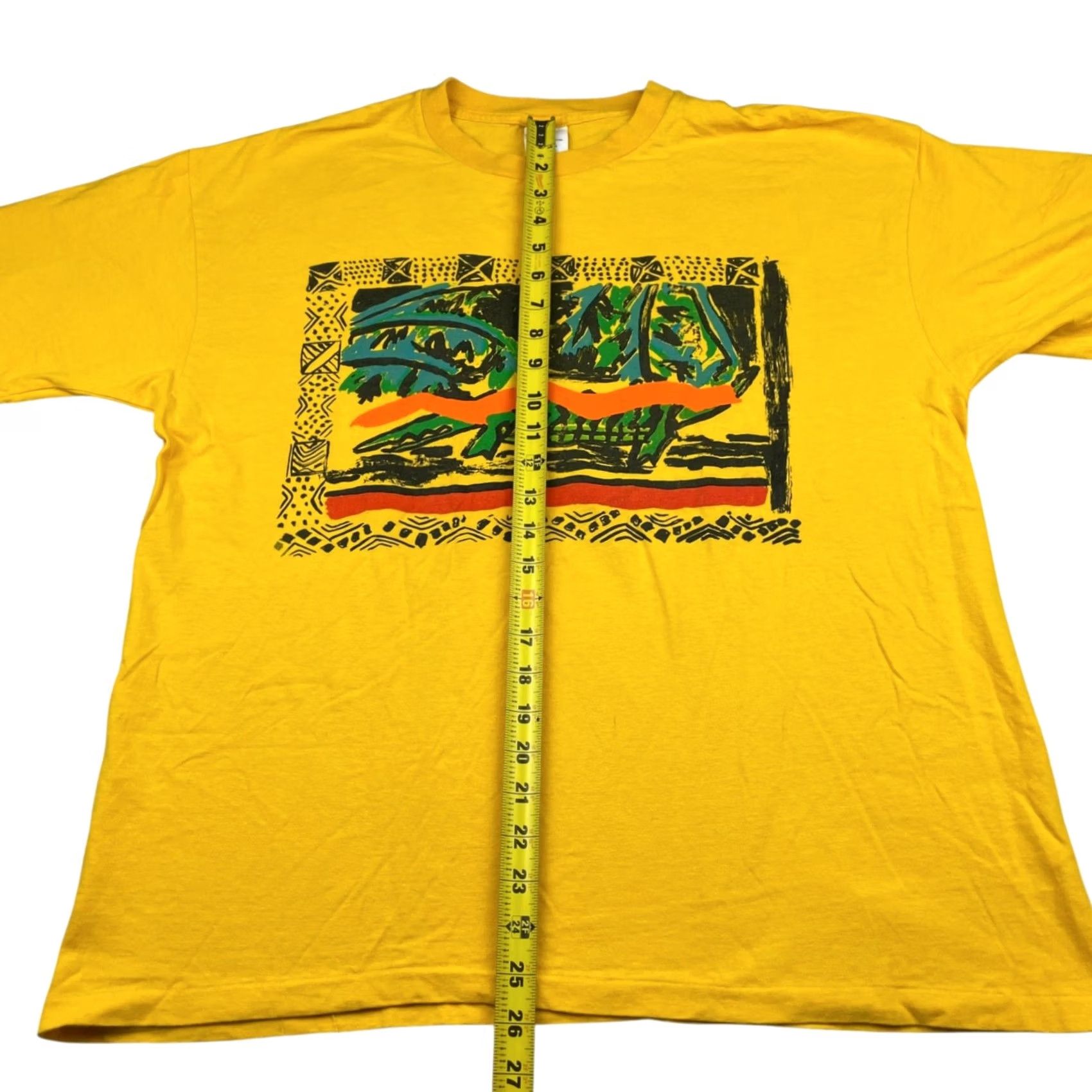 Gap VINTAGE Gap Men’s T-Shirt Abstract Art Single Stitch Cotton Yellow Large XL USA Regular Short Sleeve Mens Size US L / EU 52-54 / 3 - 5 Thumbnail