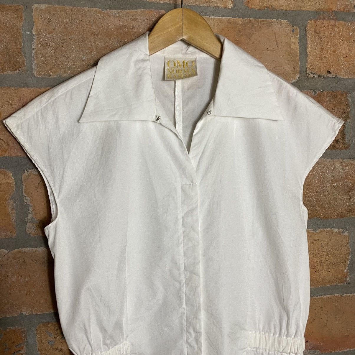 Norma Kamali ONO NORMA KAMALI White Cap Sleeve Blouse with Gathered Waist Size XL / US 12-14 / IT 48-50 - 10 Thumbnail