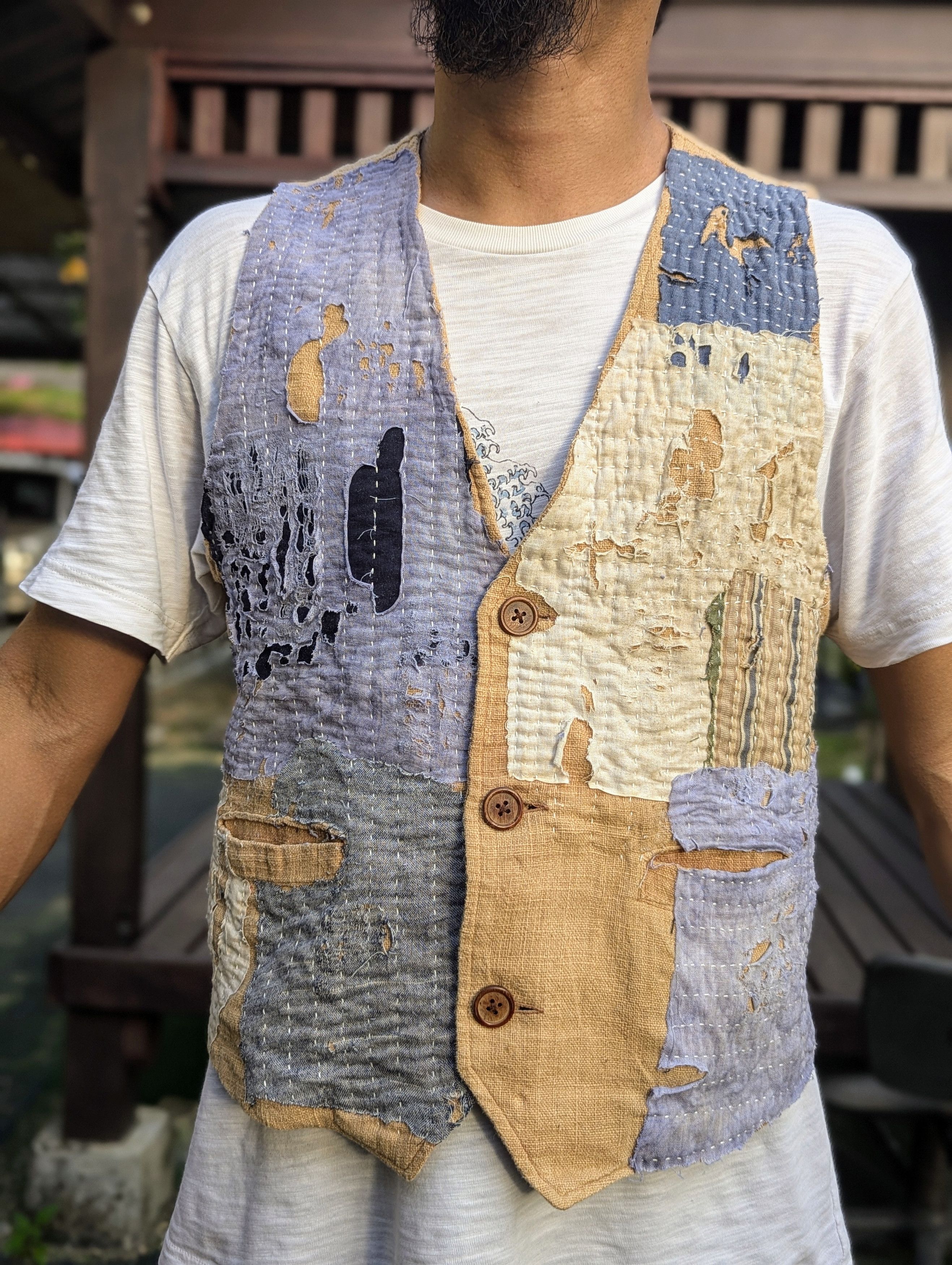 Japanese Brand × Vintage Inspired Kapital Boro Vest Sashiko Distressed Custom Made Size US S / EU 44-46 / 1 - 1 Thumbnail