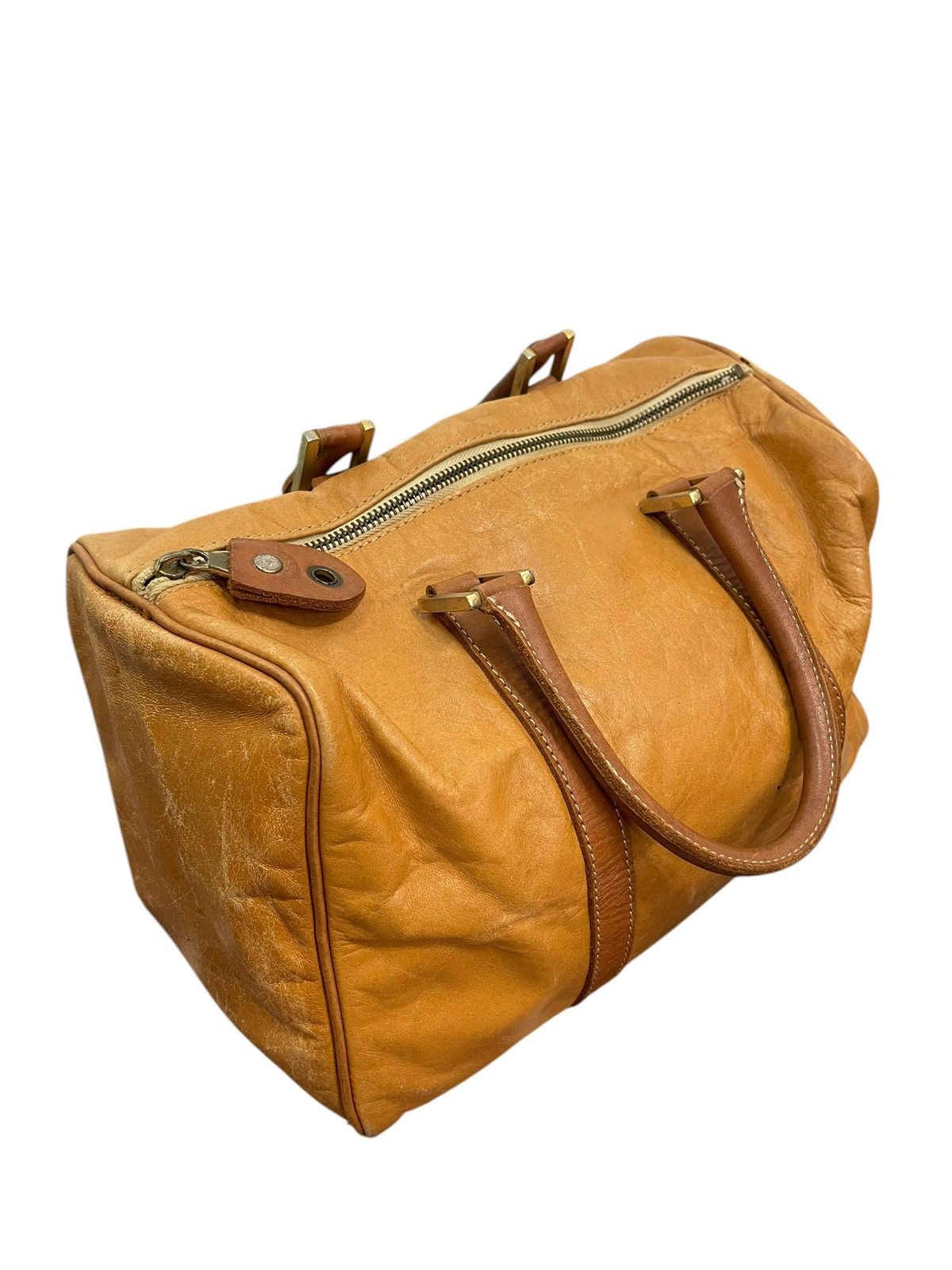 Genuine Leather Full Leather Patina Vtg Cream Kyoto Mini Boston Bag 1🟩9 Size ONE SIZE - 4 Thumbnail