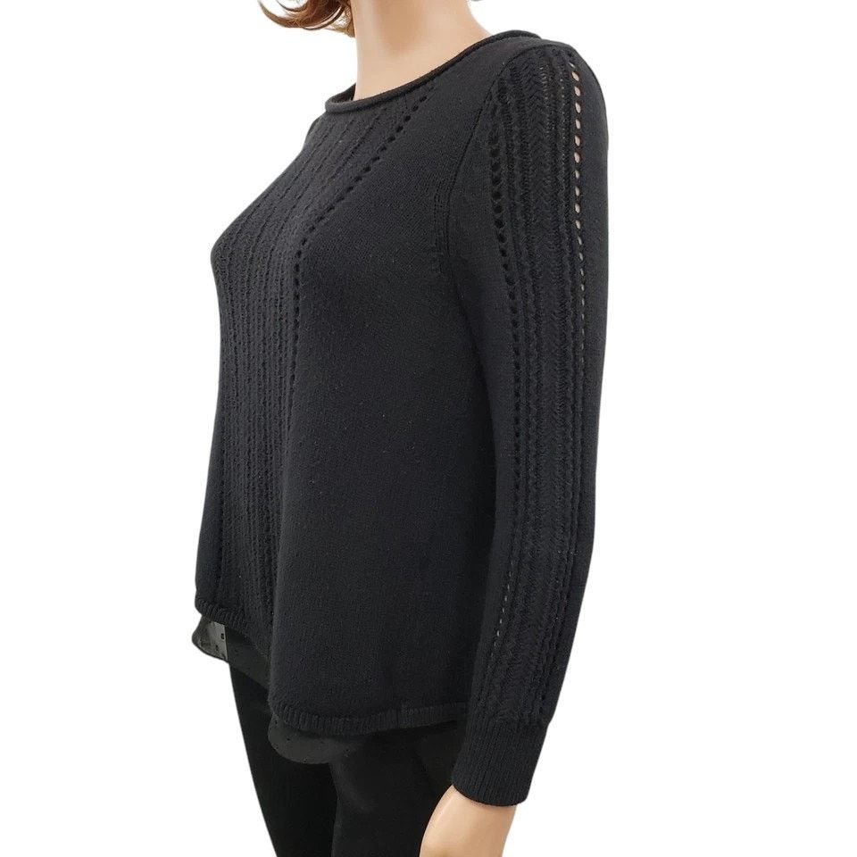 Lucky Brand Lucky Brand Layered Split Back Sweater Top Sheer Underlay S Size S / US 4 / IT 40 - 5 Thumbnail
