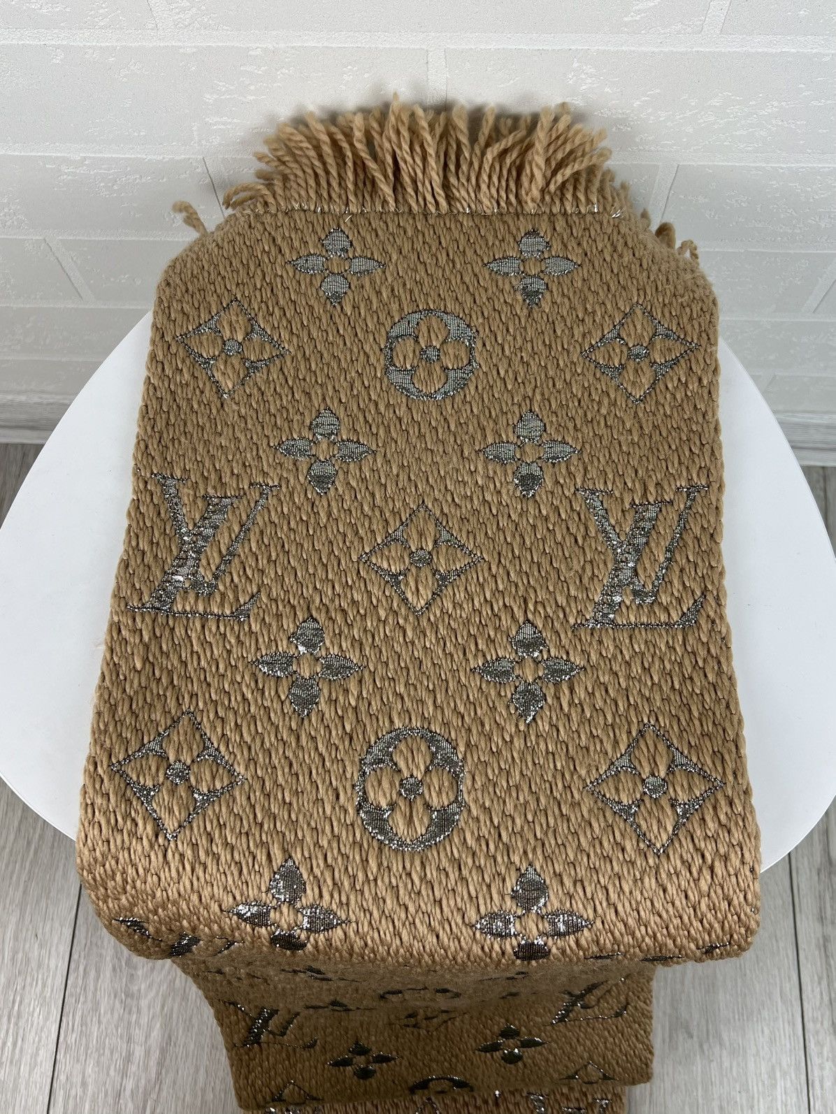 Louis Vuitton LOUIS VUITTON Scarf Echarpe LV Logomania Monogram Wool Silk Size ONE SIZE - 16 Thumbnail