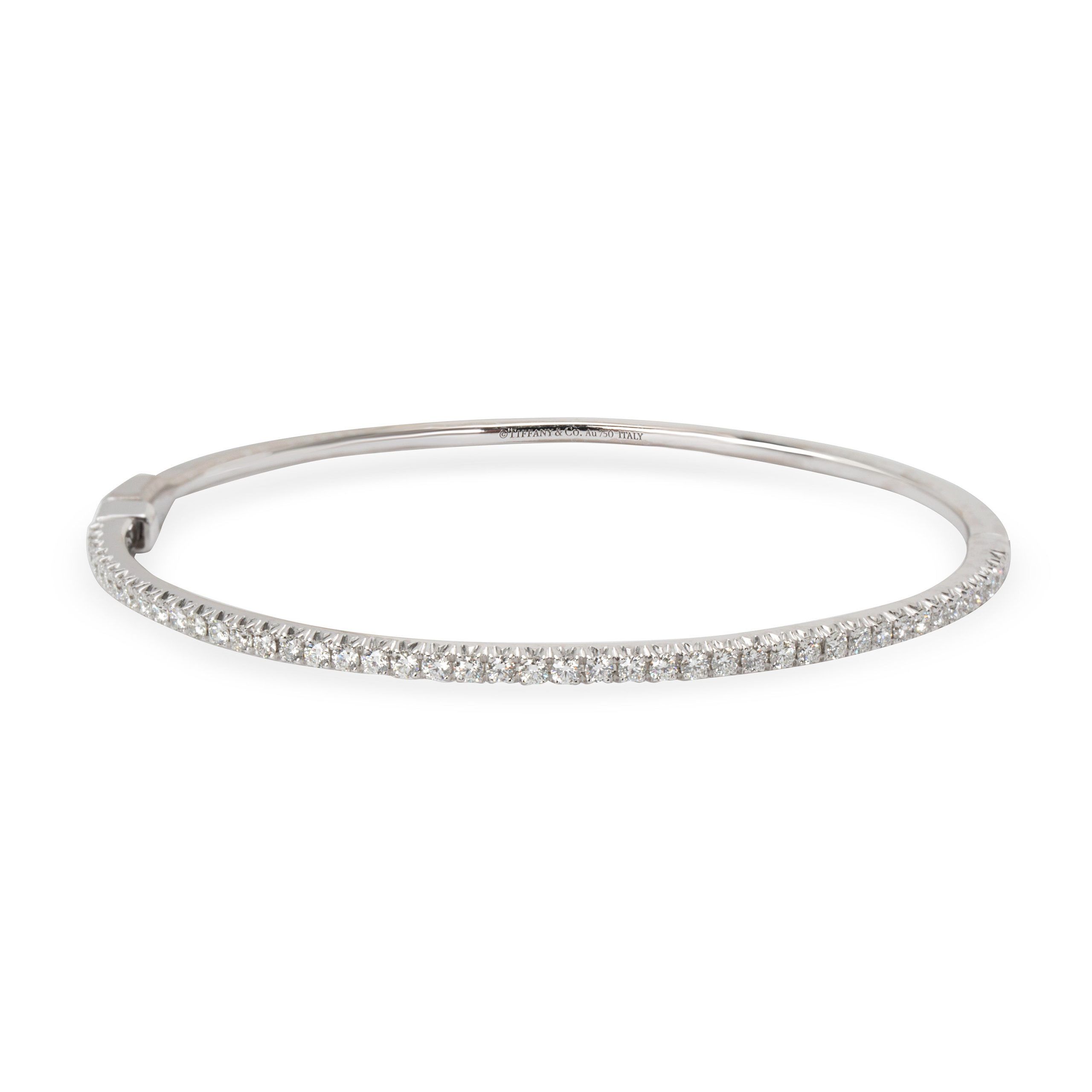 image of Tiffany Co Tiffany & Co. Metro Diamond Bangle In 18K White Gold (0.73 Ctw), Women's