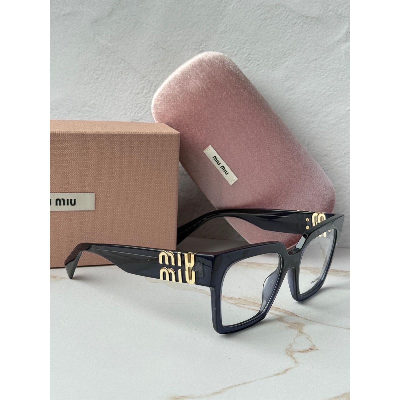 Miu Miu NEW Miu Miu MU04UV Oversized Square Eyeglasses in Blue Size ONE SIZE - 5 Thumbnail