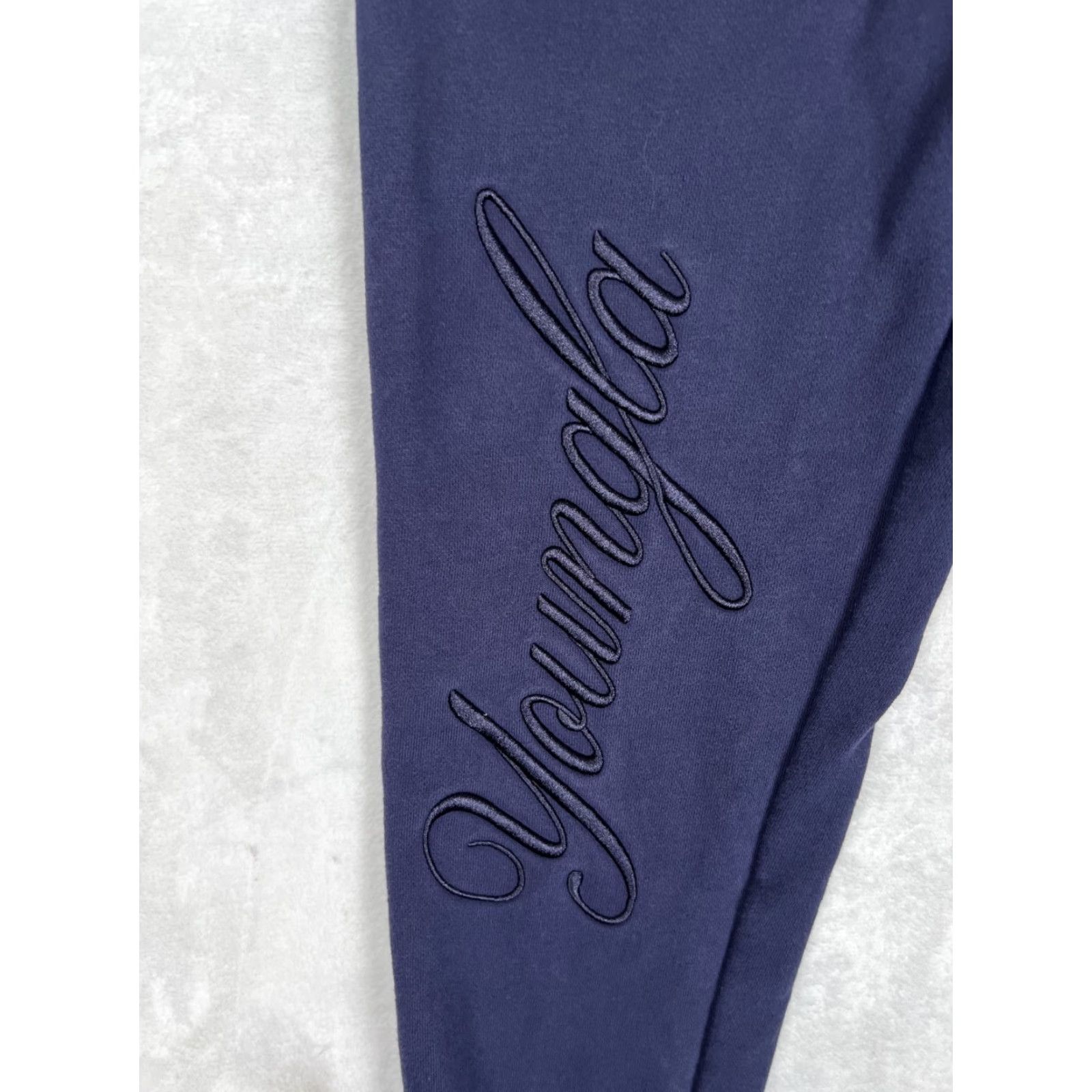 YoungLA YoungLA Sweatpants Mens Medium Blue Fleece Joggers Tapered Athletic Embroidered Slim Pockets Drawstring Waist Inseam 29in Regular Cotton Size US 31 - 2 Thumbnail