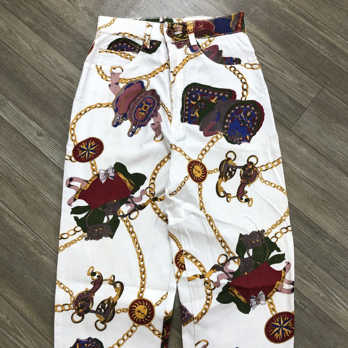 Vintage Crazy Vintage 90s Chain Bondage Fullprint Vescae Style Jeans Size 24" / US 00 / IT 34 - 2 Thumbnail