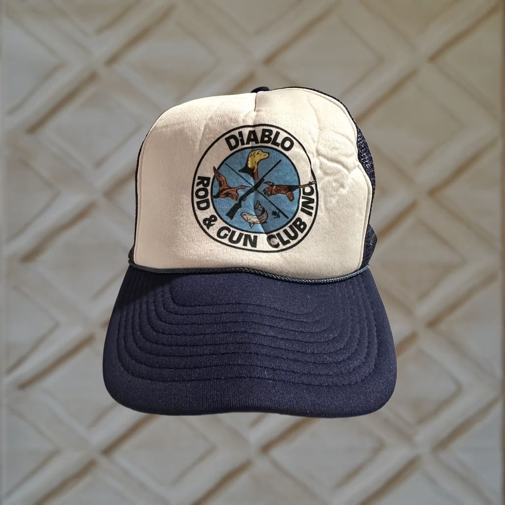 Vintage VINTAGE HaT Hat Men One Size Blue Snapback Adjustable Hunting Fishing Diablo Rod and Gun Club Snap Back Hat Size ONE SIZE - 1 Thumbnail