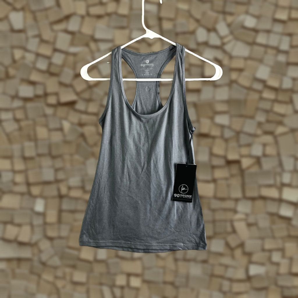 Vintage 90 Degree by Reflex Tank Top Womens S Racerback Sleeveless Top Gray Stretch Racerback Tank Women S Size S / US 4 / IT 40 - 1 Thumbnail