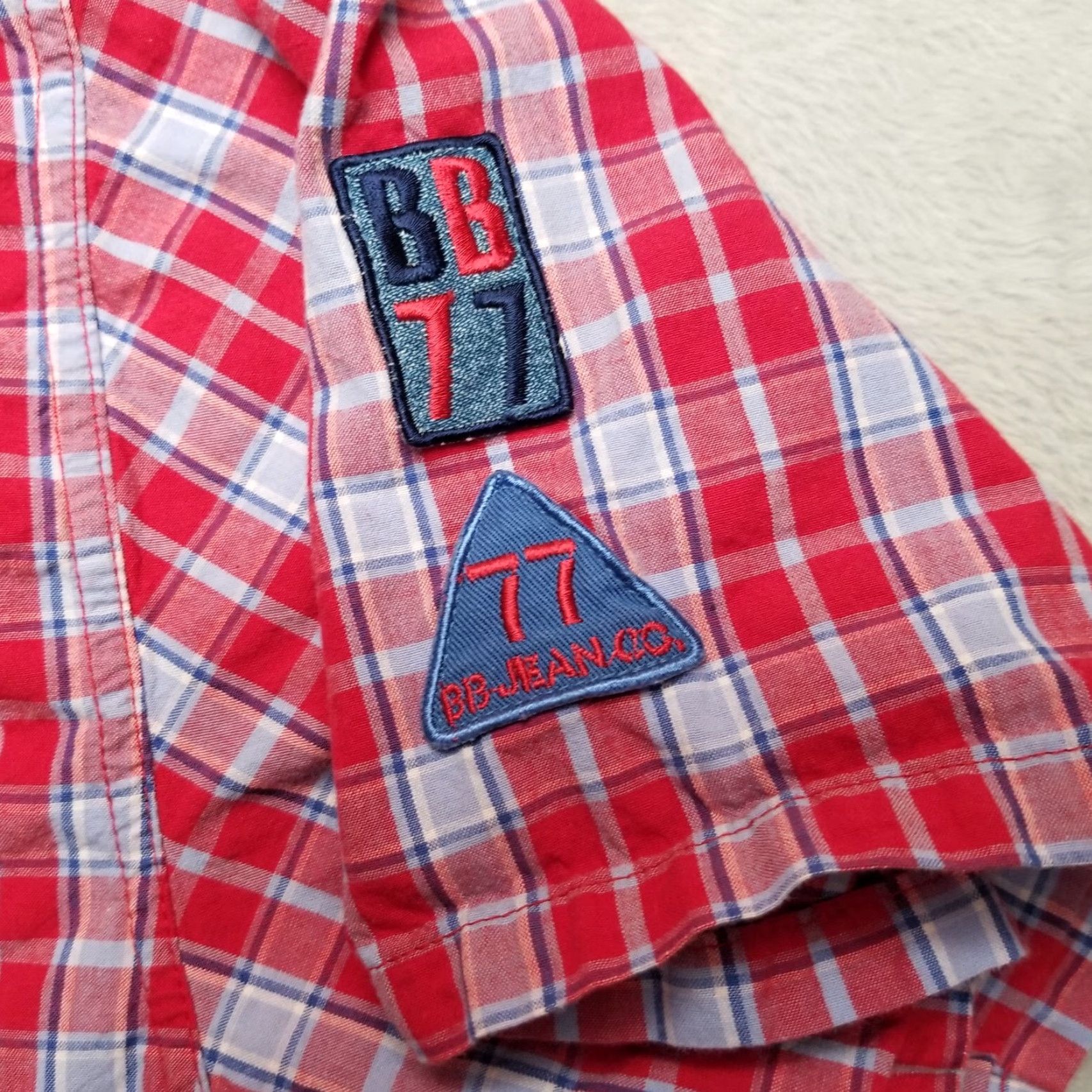 Bugle Boy Vintage Bugle Boy Shirt Men XL Red Blue Plaid 100% Cotton Pocket Button-Up Short Sleeve Denim/ Woven MENS Size US XL / EU 56 / 4 - 2 Thumbnail