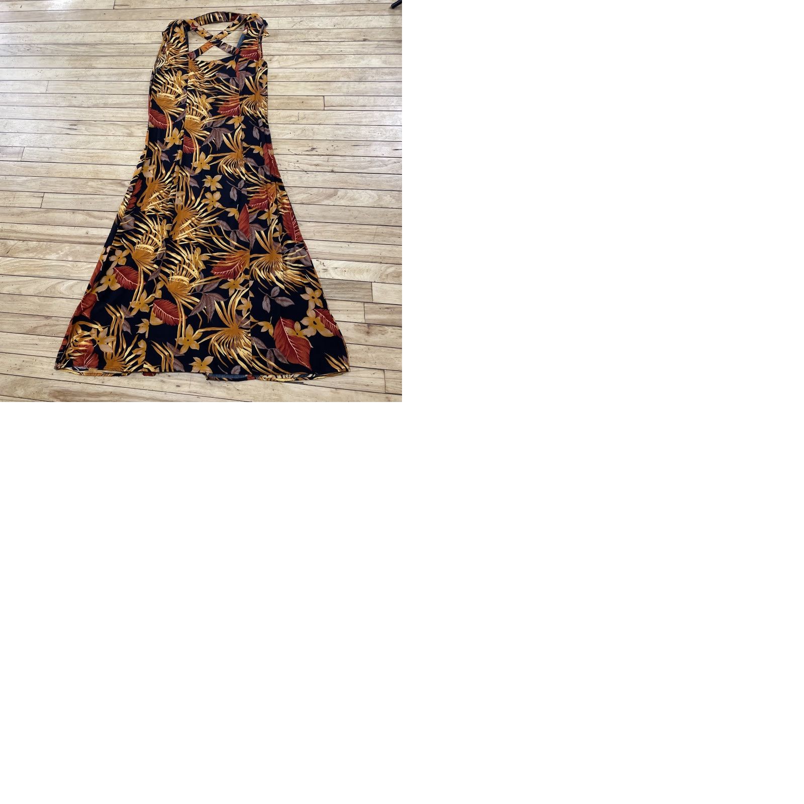 Vintage VINTAGE California Krush Hawaiian Dress Women L Floral Sleeveless Button Front Collared Midi Casual Travel Black Orange Red accents Womens Size L / US 10 / IT 46 - 12 Thumbnail