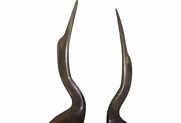 Designer Water Buffalo Horn Crane Statues Set/2 Size ONE SIZE - 4 Thumbnail