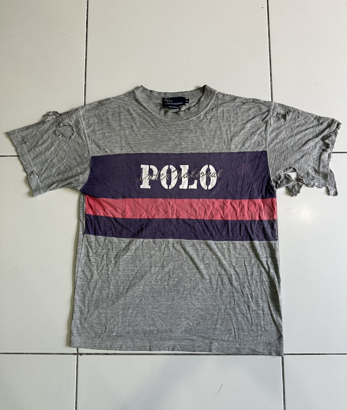 Polo Ralph Lauren 80s Polo international Sleeve Distressed colorblock. Size US M / EU 48-50 / 2 - 1 Thumbnail