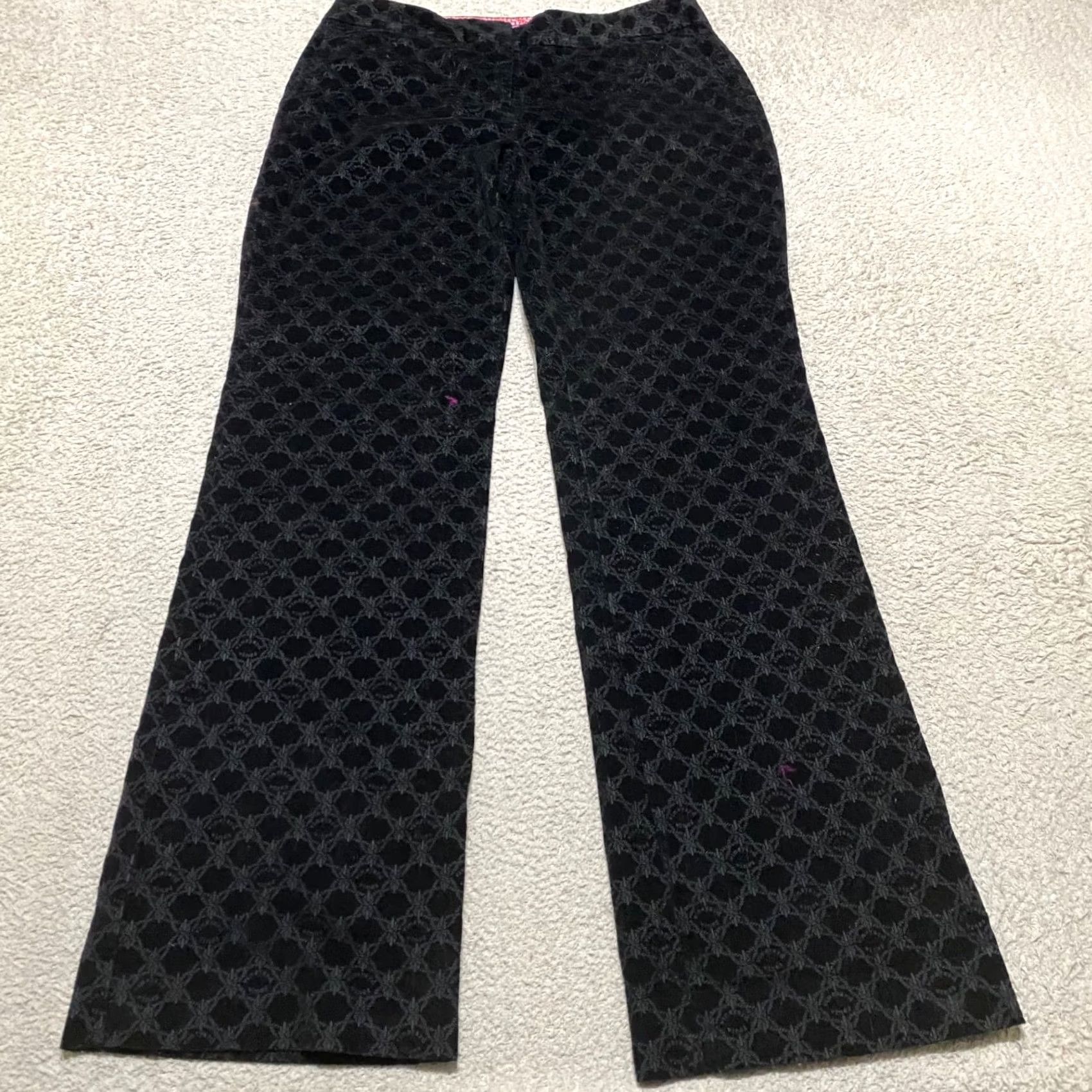 Vineyard Vines Vineyard Vines Womens Pants Black Geometric Velvet Velour Bootcut Chino Size 10 Regular Front Flat Front Stretch Pockets Cotton Spandex Size 32" / US 10 / IT 46 - 2 Thumbnail