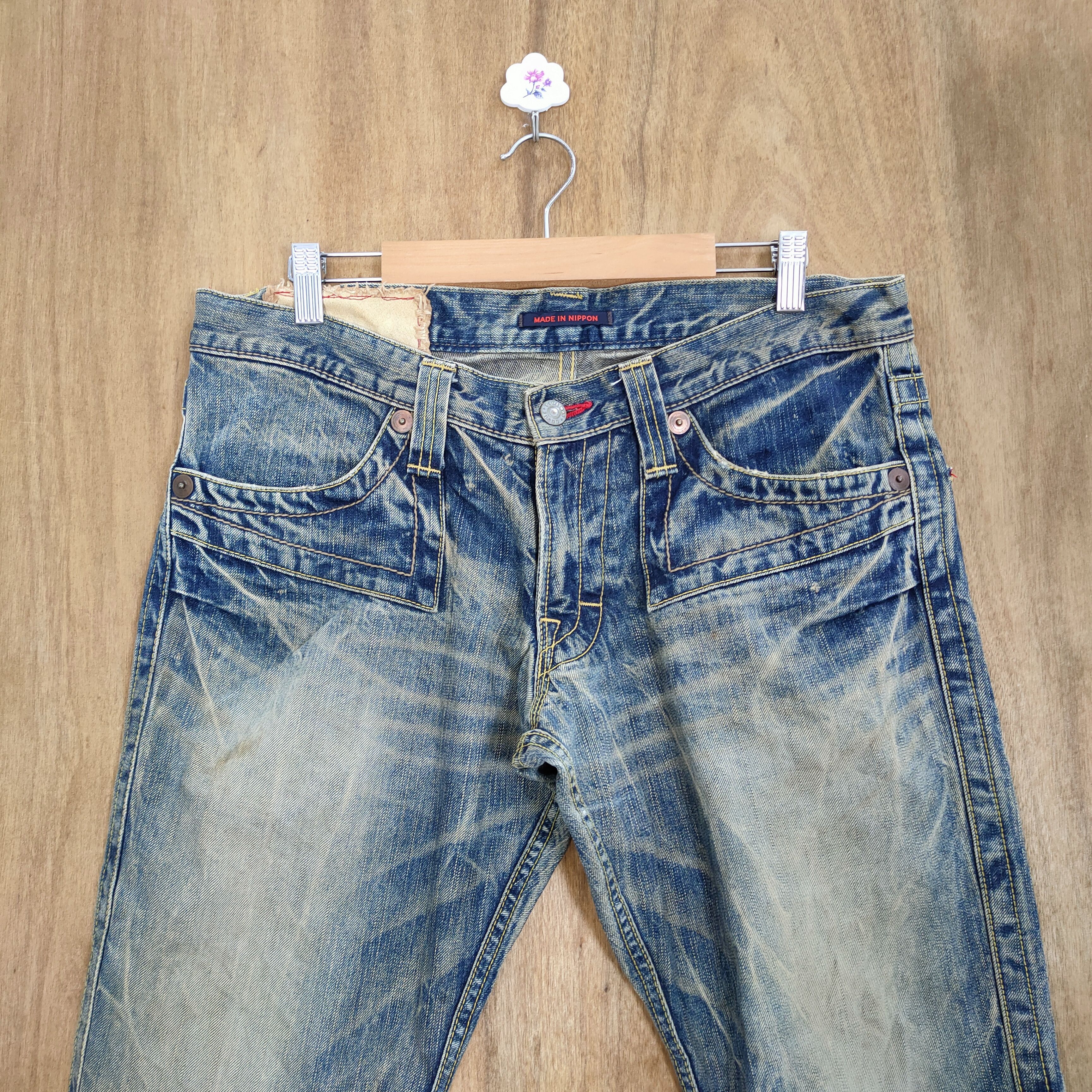 Japanese Brand VINTAGE MADE IN NIPPON FADED FLARE JEANS PANTS Size US 34 / EU 50 - 3 Thumbnail