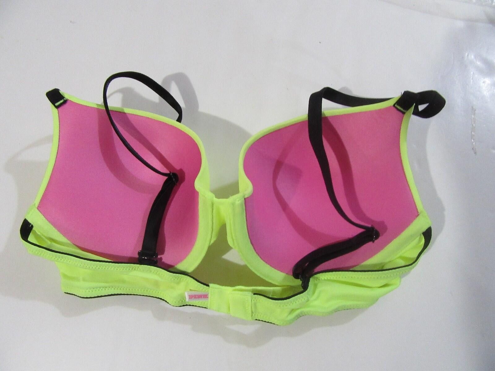 Other Victoria Secret Pink Underwire Padded Push-up Bra Yellow 34B Size ONE SIZE - 2 Thumbnail