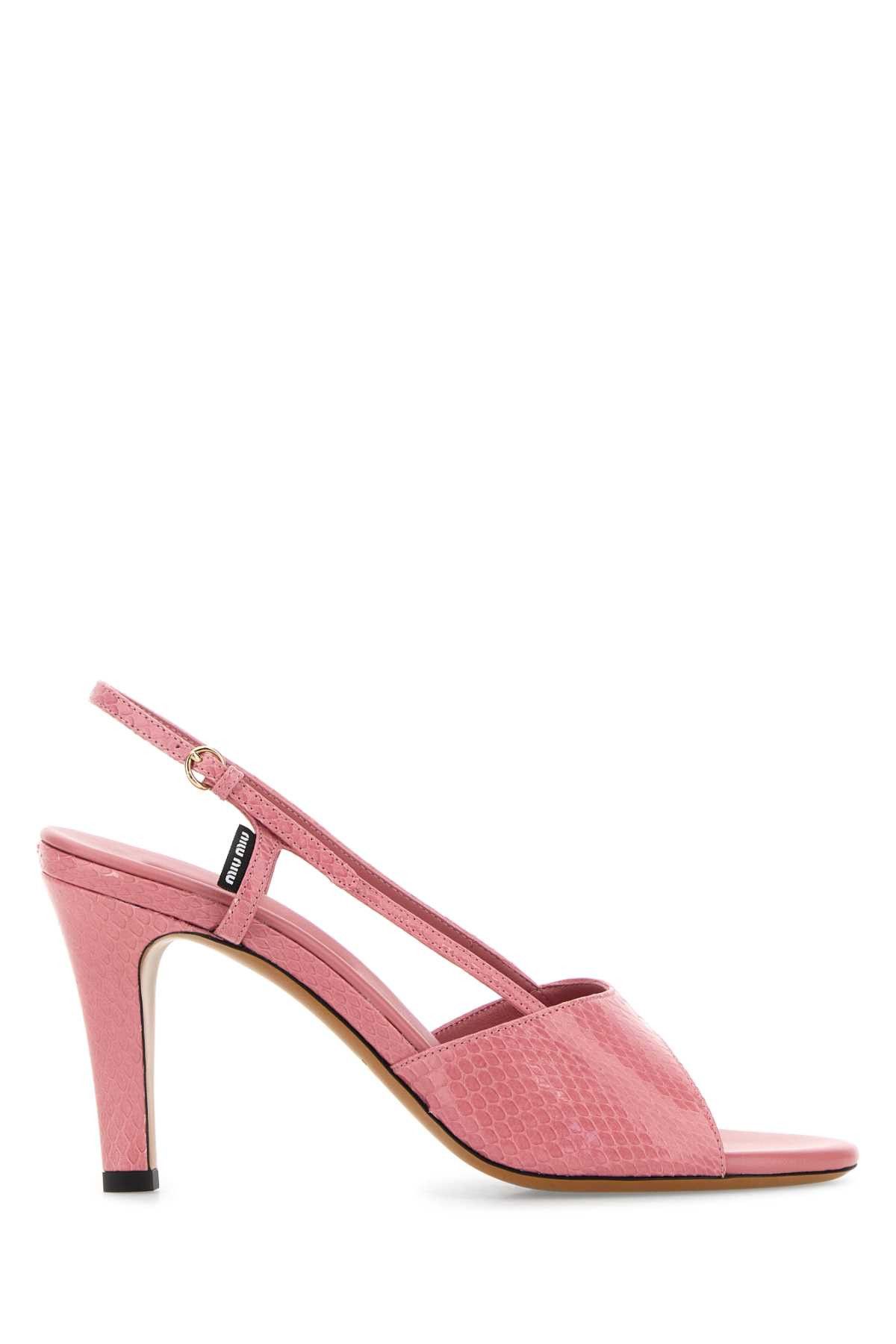 Miu Miu Pink Leather Sandals Size US 10 / IT 40 - 1 Thumbnail