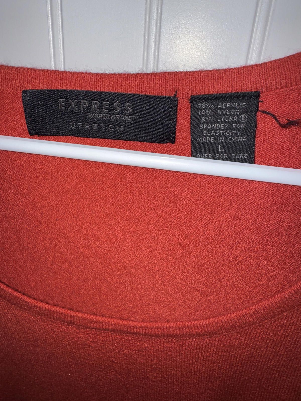 Express Express Women's Red Stretch Knit Sweater Size L Size L / US 10 / IT 46 - 3 Thumbnail