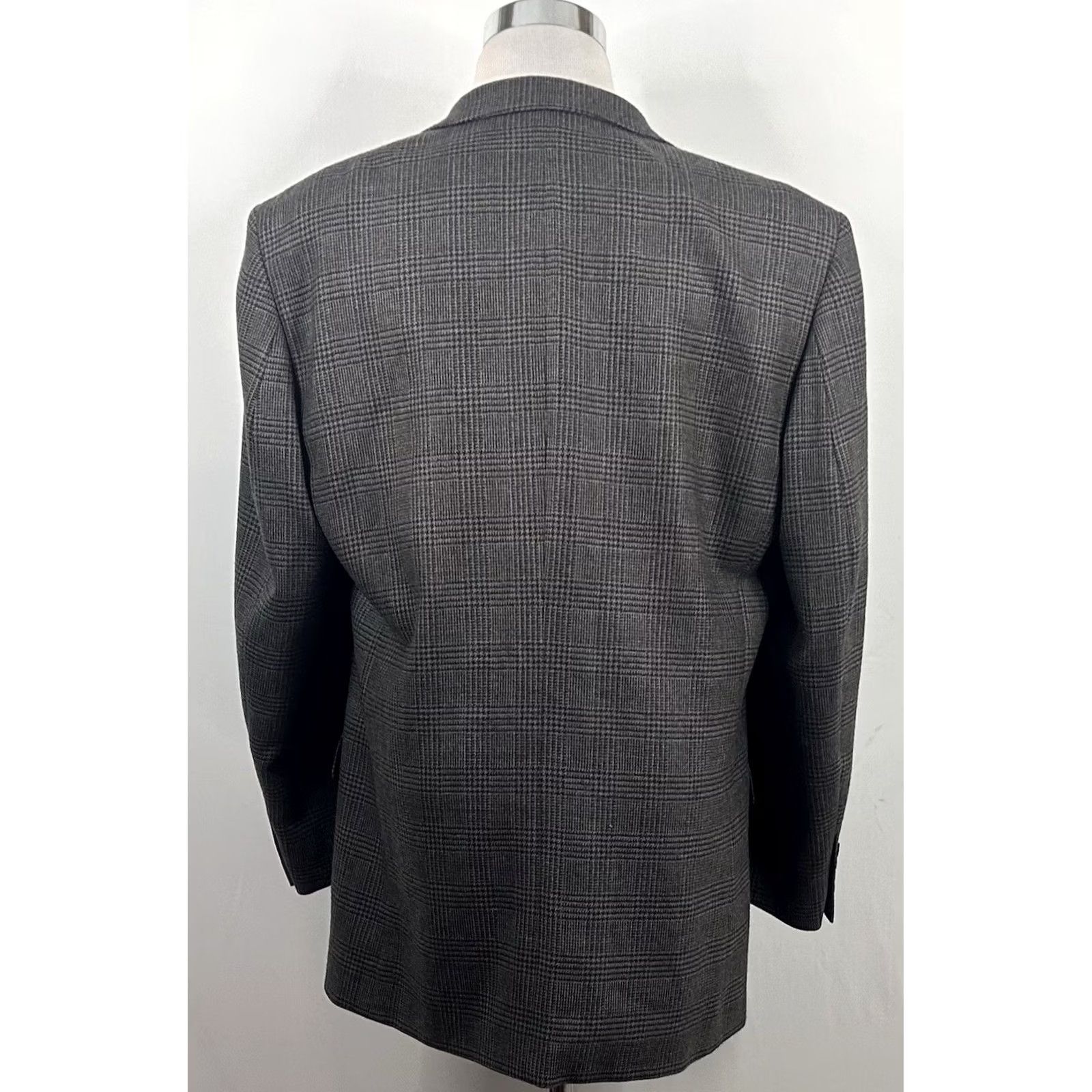 Oscar De La Renta Oscar de la Renta Sport Coat 44L Wool Gray Glen Plaid Two-Button Formal Coat Mens Size US XS / EU 42 / 0 - 6 Thumbnail