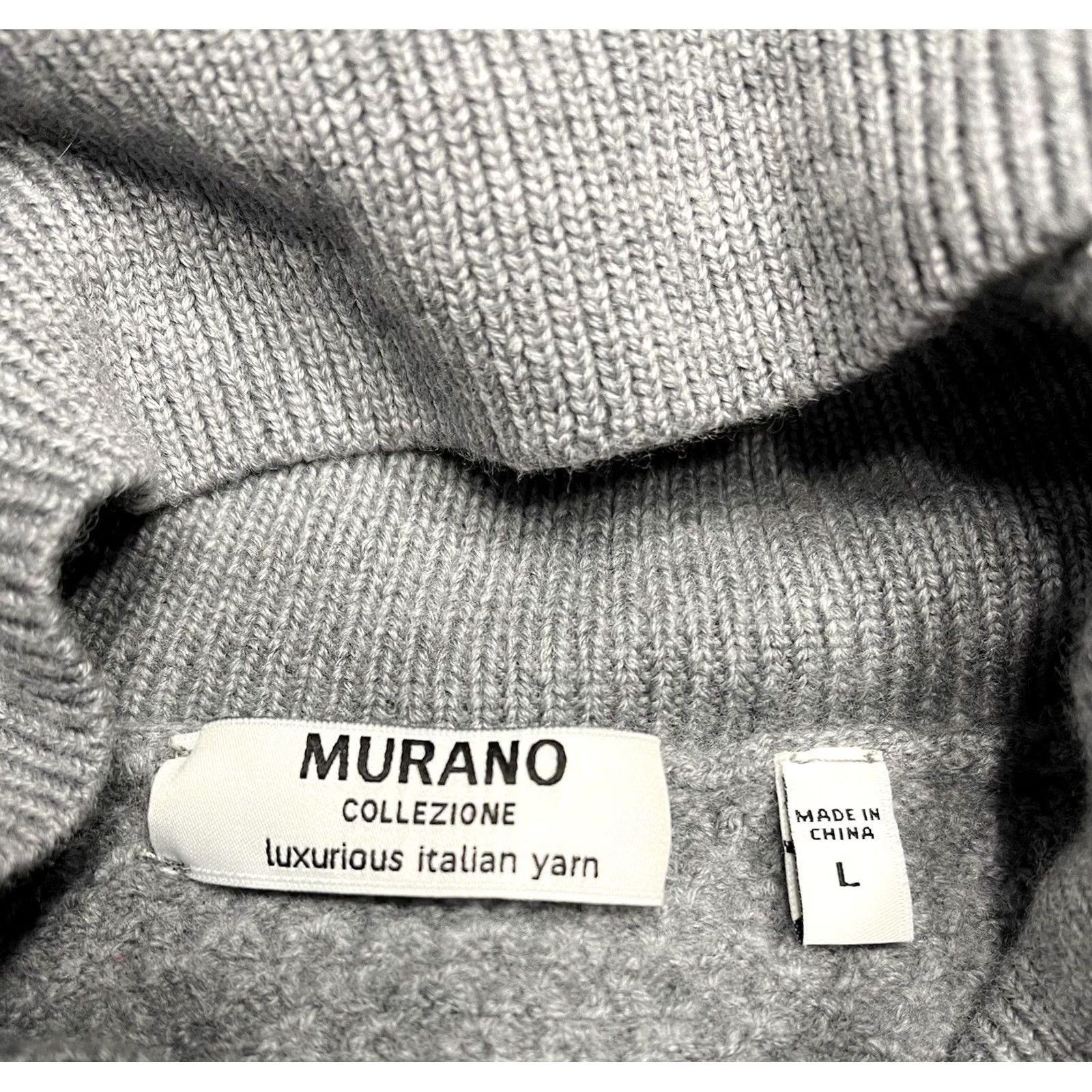 Murano Murano Womens Sweater V-Neck Pullover Wool Size L Gray Regular Long Sleeve Size L / US 10 / IT 46 - 3 Thumbnail