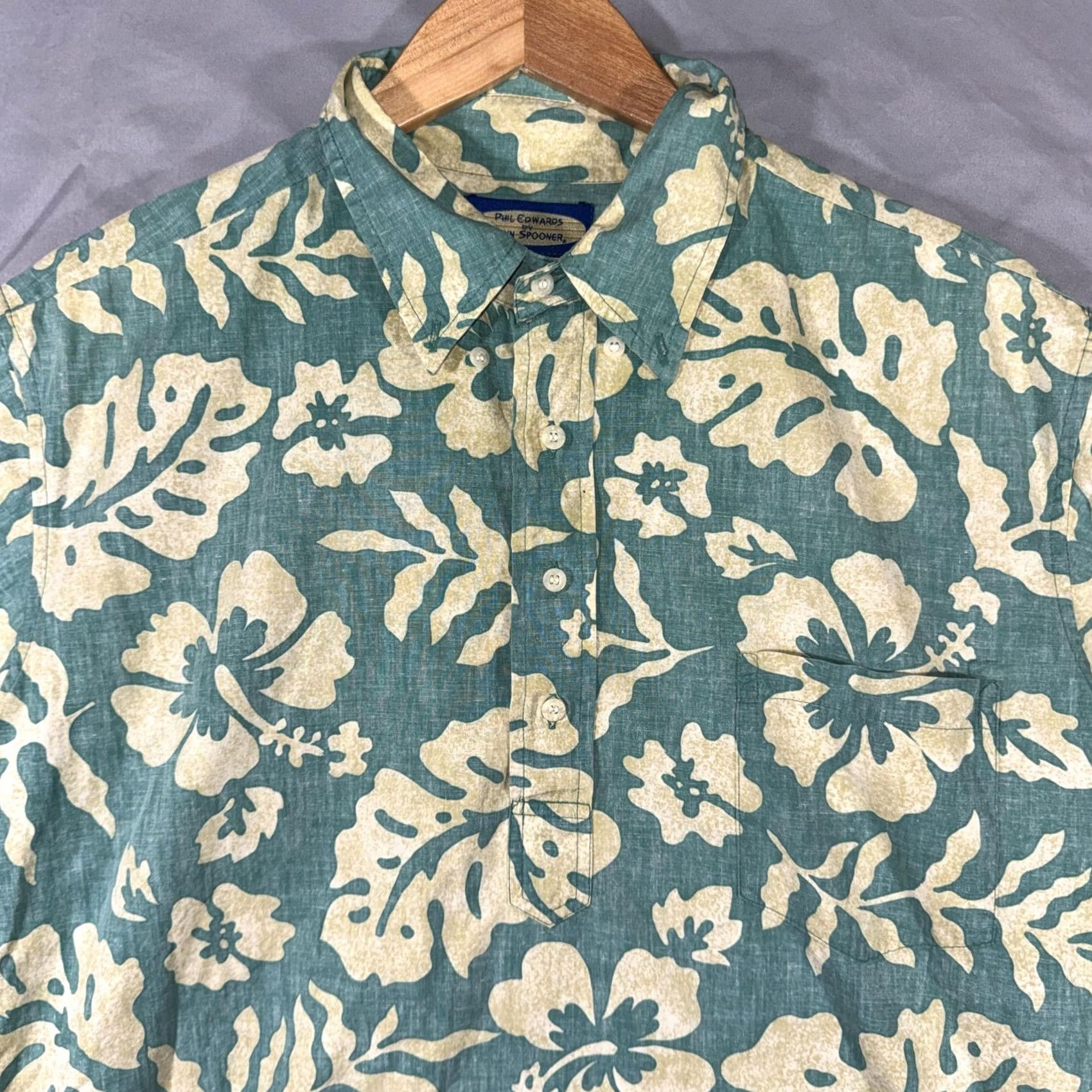 Reyn Spooner Reyn Spooner Phil Edwards Shirt Mens XL Green Floral Hawaiian Aloha Button-Front Short Sleeve Casual Tropic 100% Cotton Size US XL / EU 56 / 4 - 4 Thumbnail